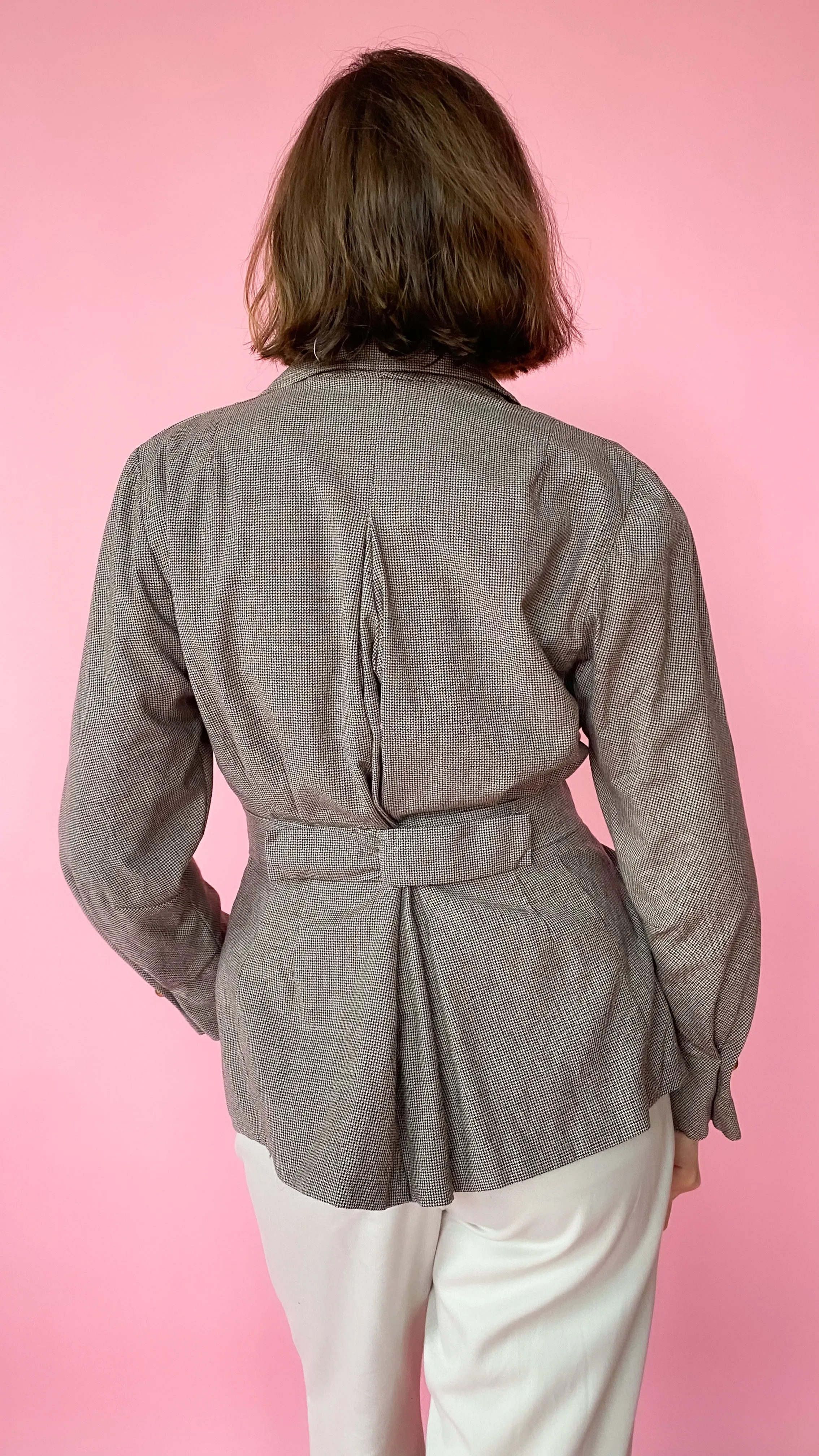 1940s Brown and Blue Tweed Blazer, sz. S