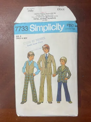 1976 Simplicity 7733 Sewing Pattern - Child's 3 Piece Suit