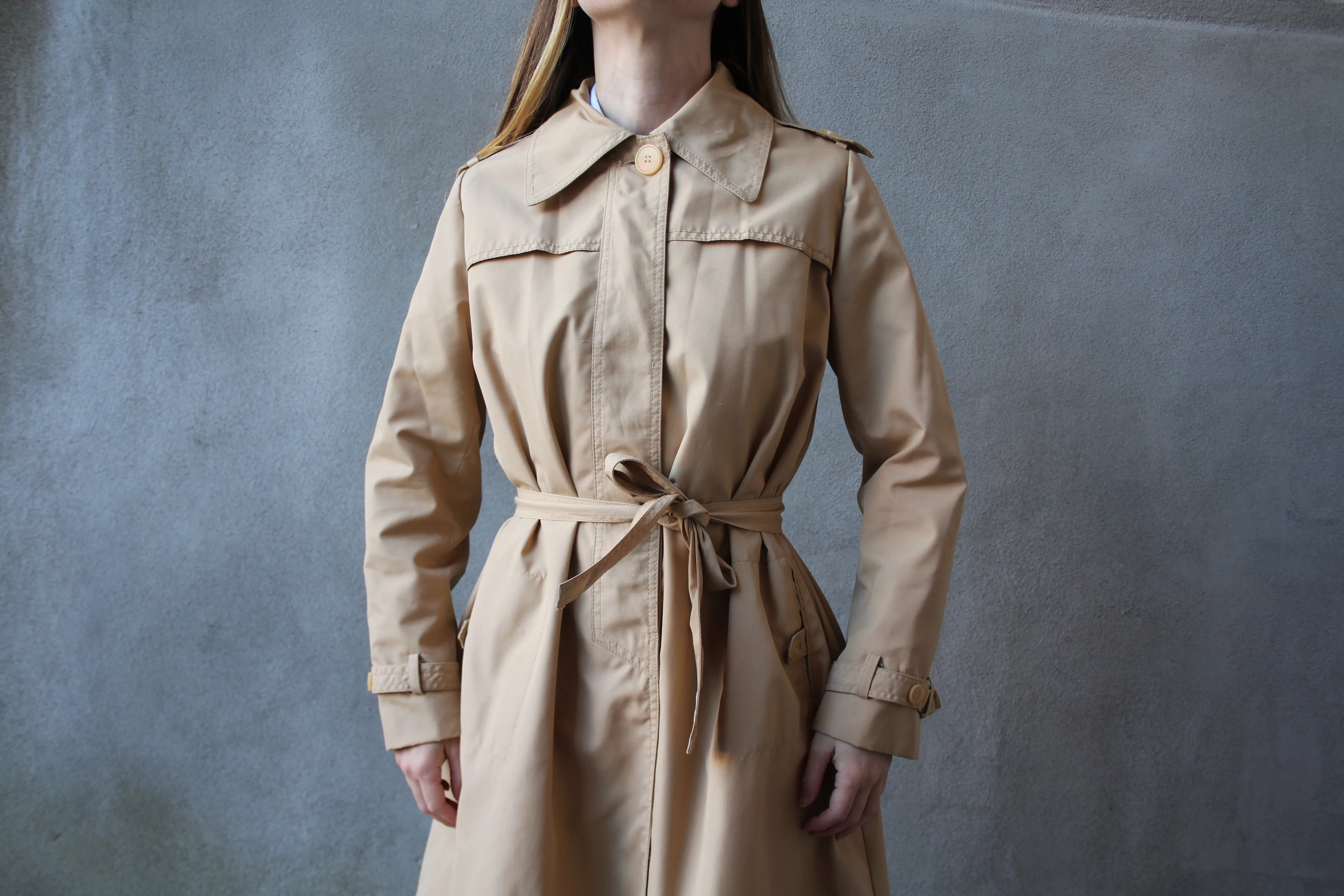 70s Belted Taupe Trenchcoat - XS/S