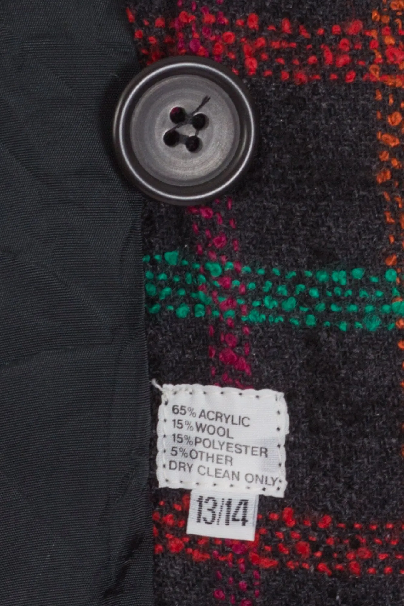 80s Plaid Tweed Longline Blazer - Large