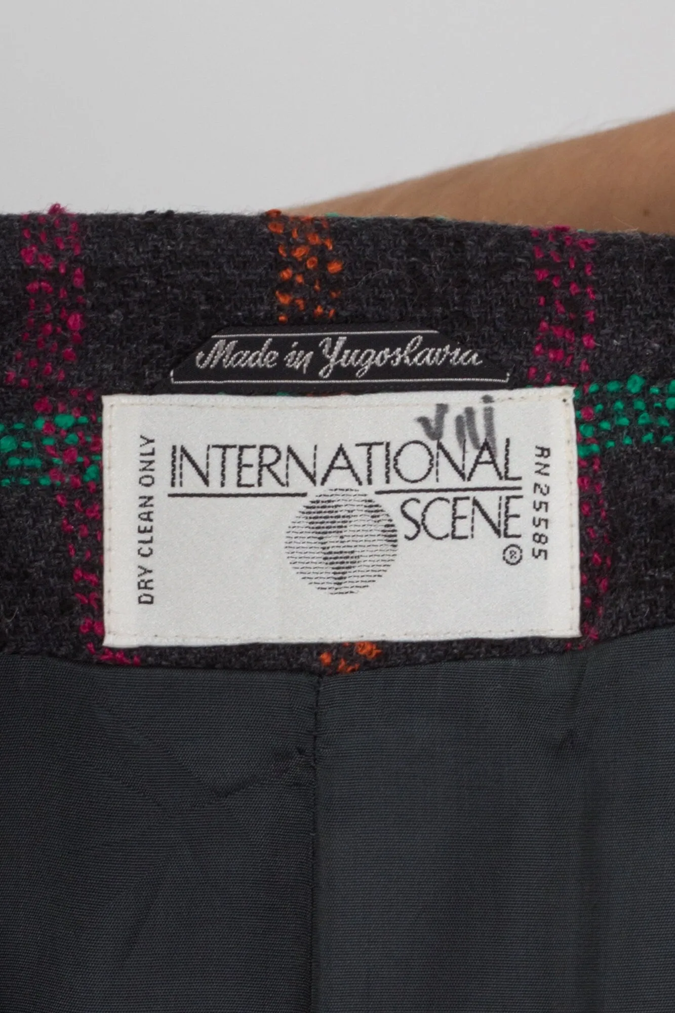 80s Plaid Tweed Longline Blazer - Large