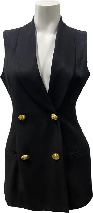 '90s Sleeveless Longline Blazer with Gold Buttons Dark Academia by Lois Snyder for Dani Max