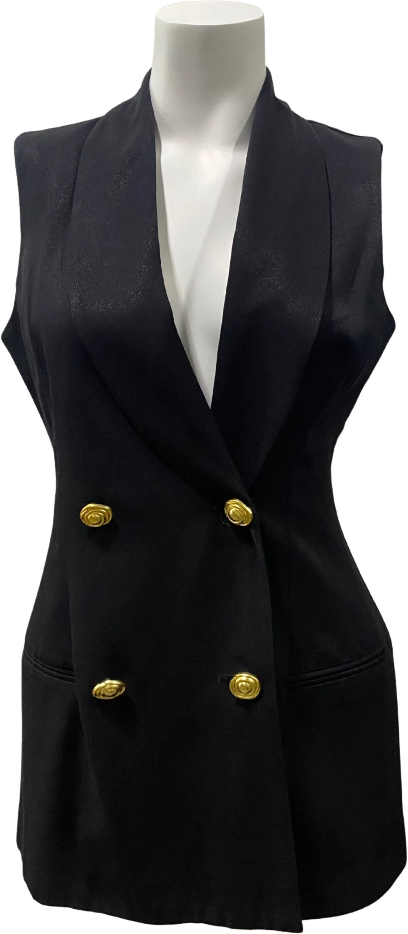'90s Sleeveless Longline Blazer with Gold Buttons Dark Academia by Lois Snyder for Dani Max