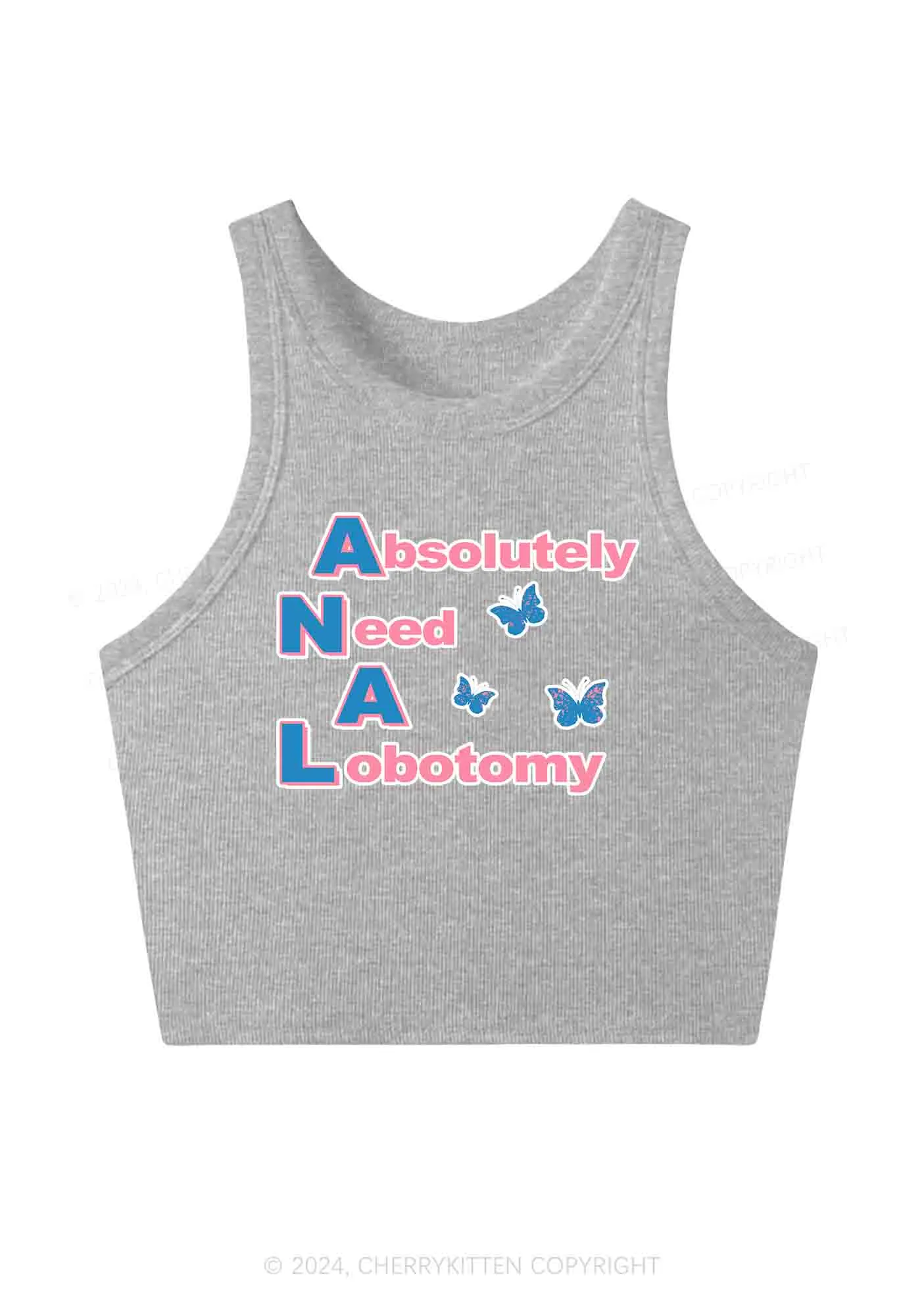 Absolutely Need A Lobotomy Y2K Crop Tank Top Cherrykitten