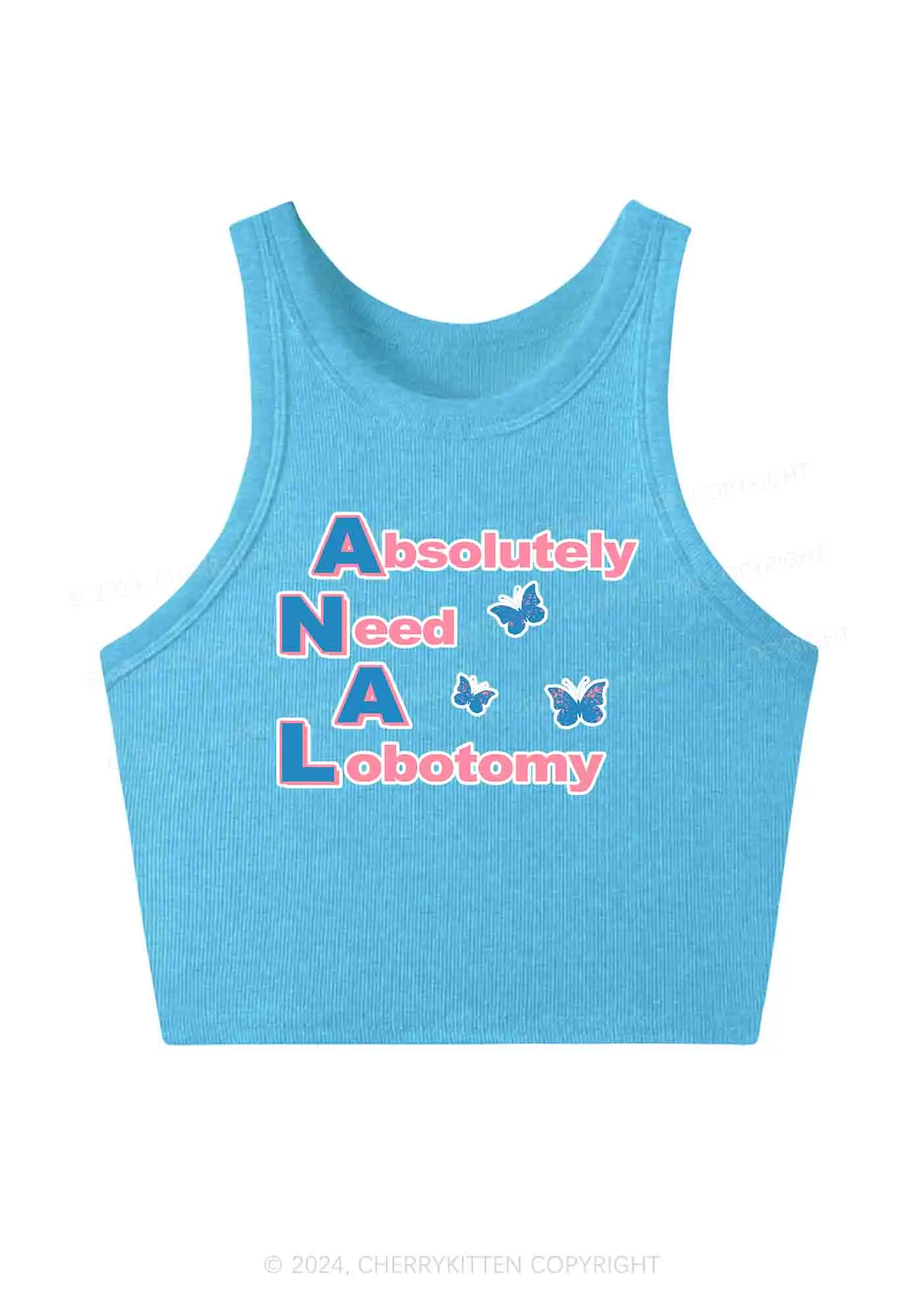 Absolutely Need A Lobotomy Y2K Crop Tank Top Cherrykitten