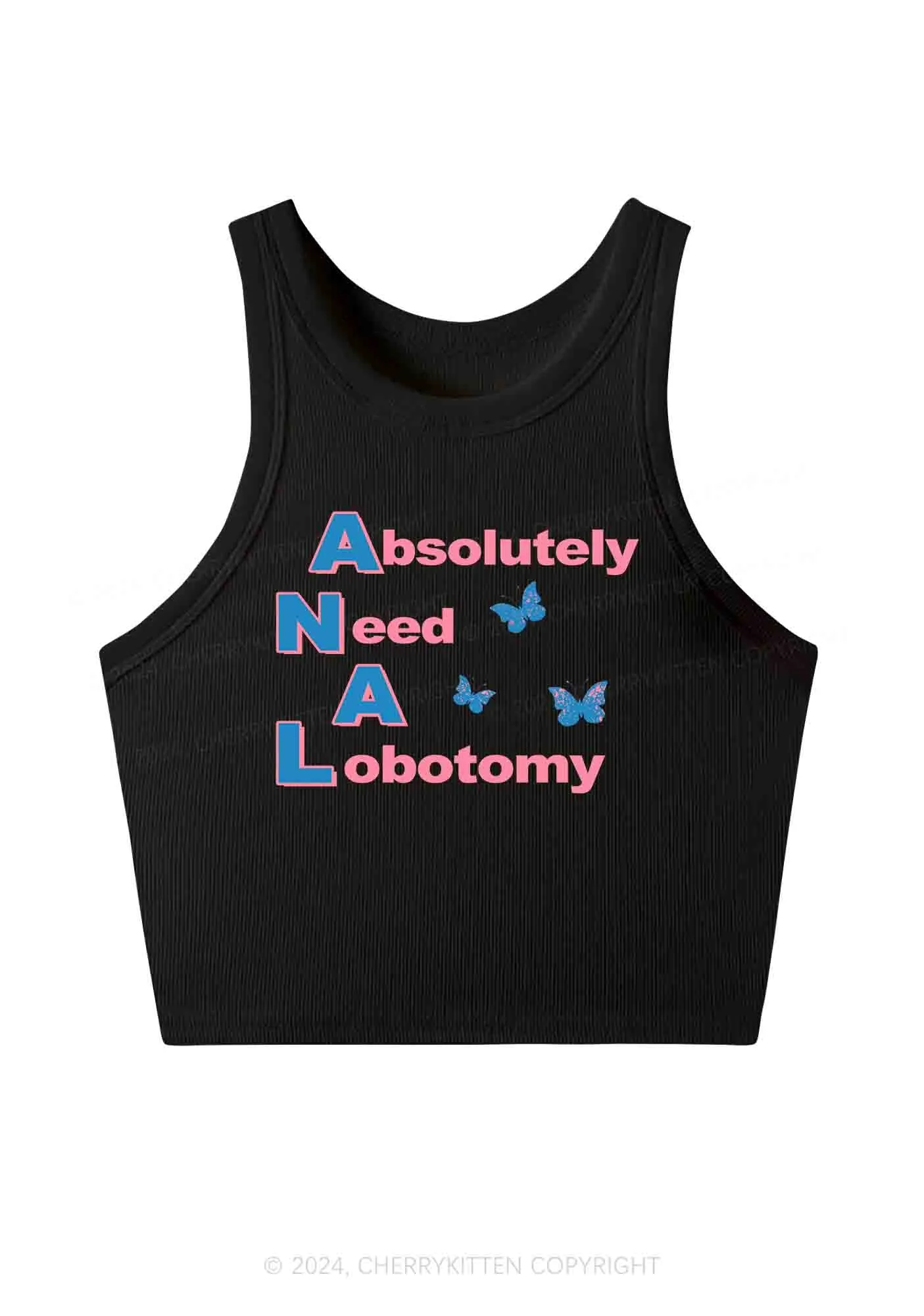 Absolutely Need A Lobotomy Y2K Crop Tank Top Cherrykitten