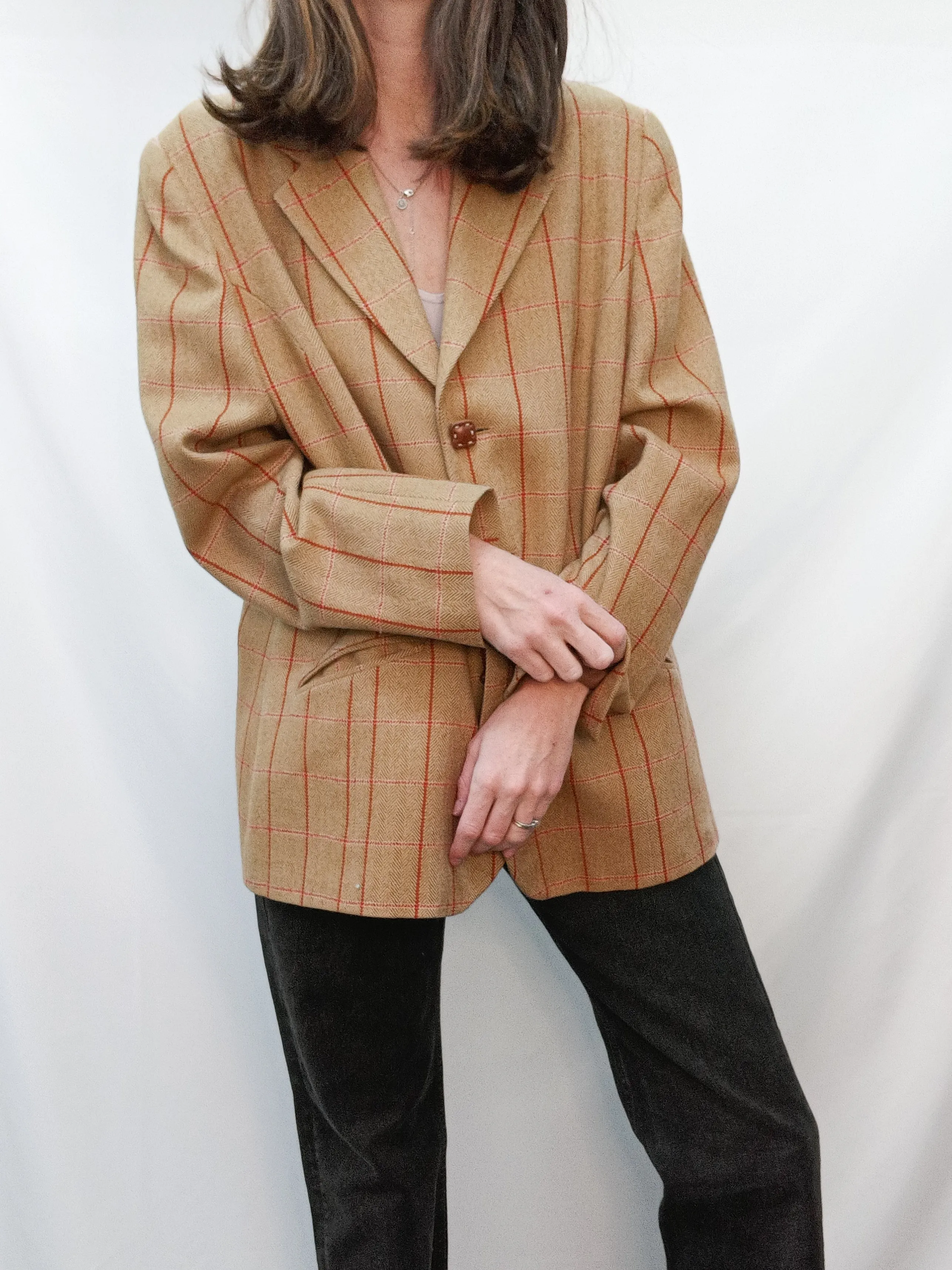 ALICIA MOYA. Blazer cuadros vintage T.50