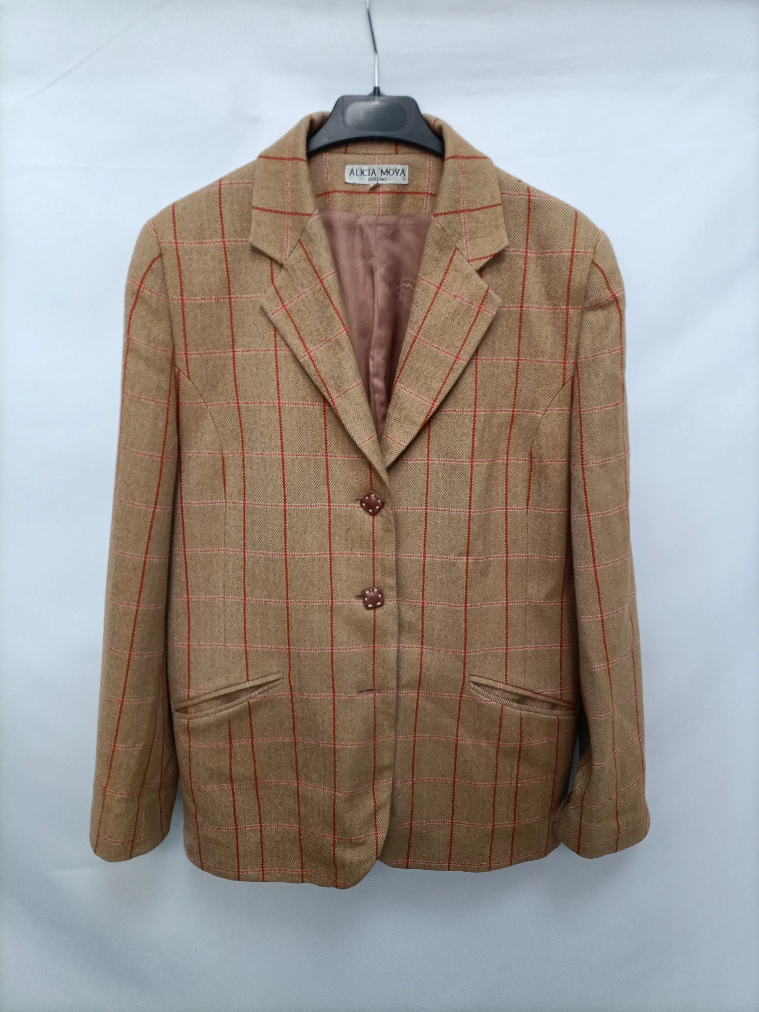 ALICIA MOYA. Blazer cuadros vintage T.50