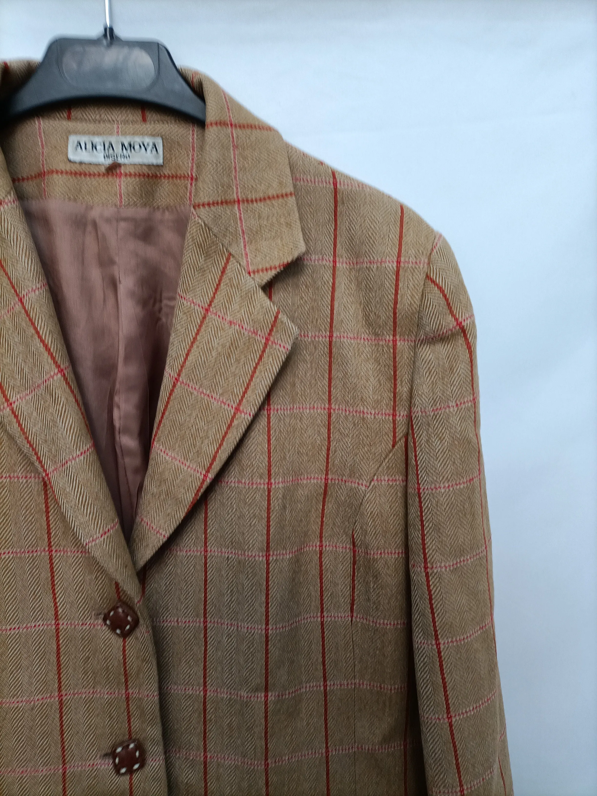 ALICIA MOYA. Blazer cuadros vintage T.50