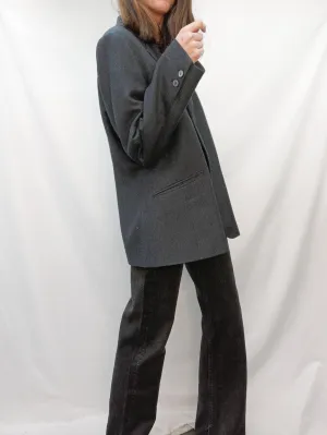 ALICIA MOYA. Blazer espiga azul vintage T.48