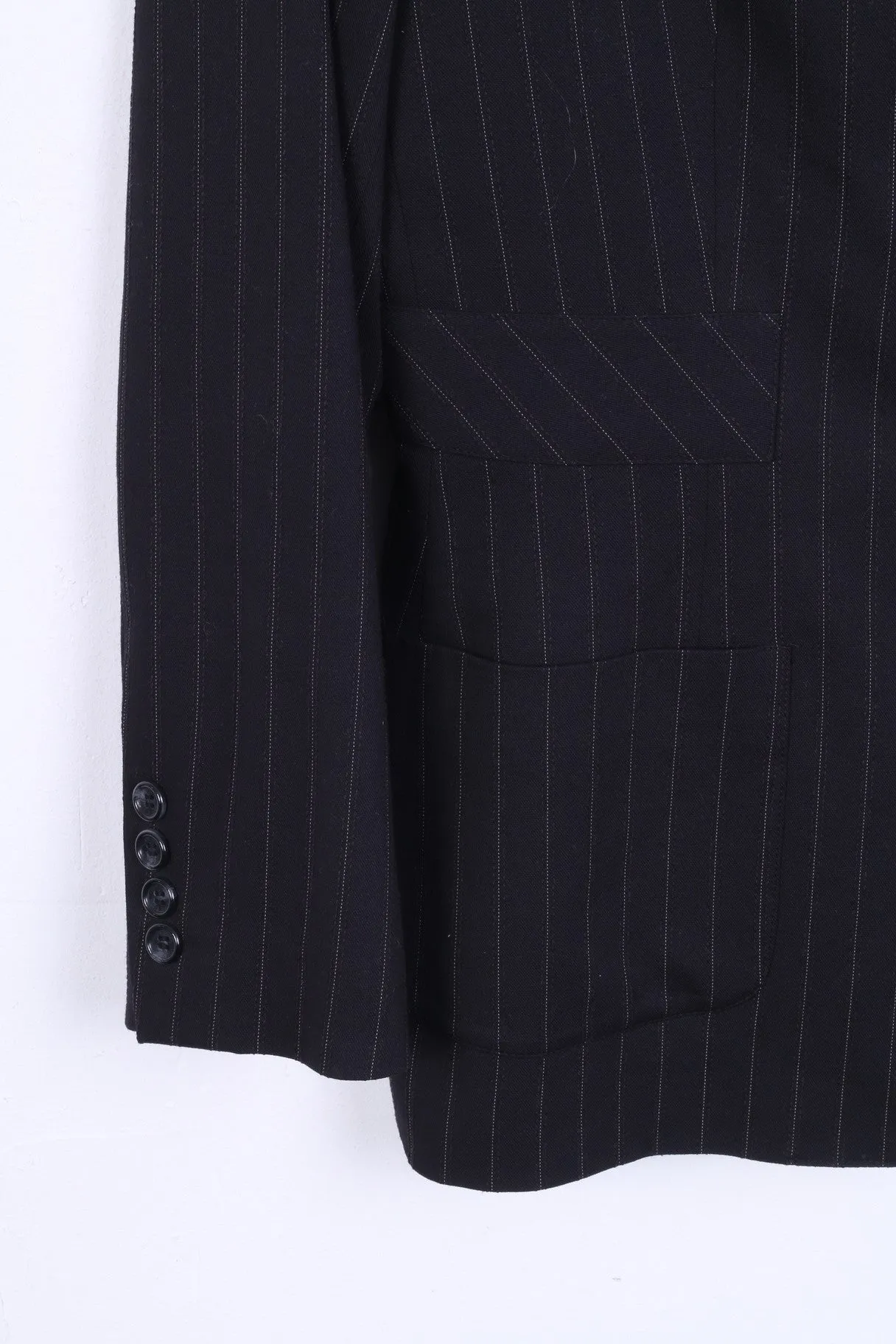 ANNE KLEIN Womens 14 XL Blazer Striped Black Single Breasted