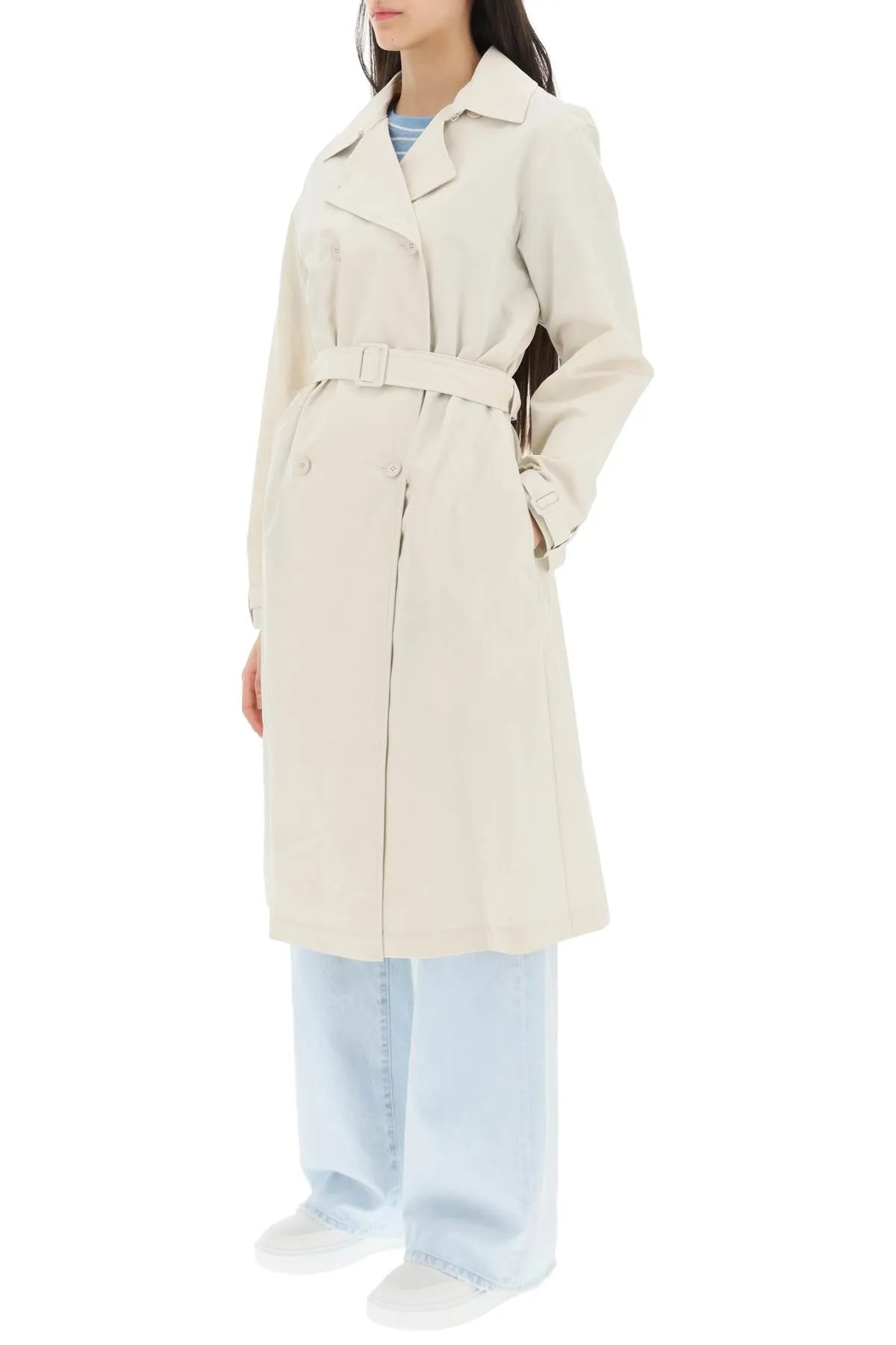 A.p.c. 'irene' Double-Breasted Trench Coat (Size - 36)