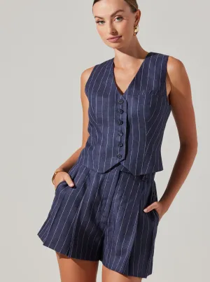 ASTR THE LABEL Preston Pinstripe Linen Trouser Short