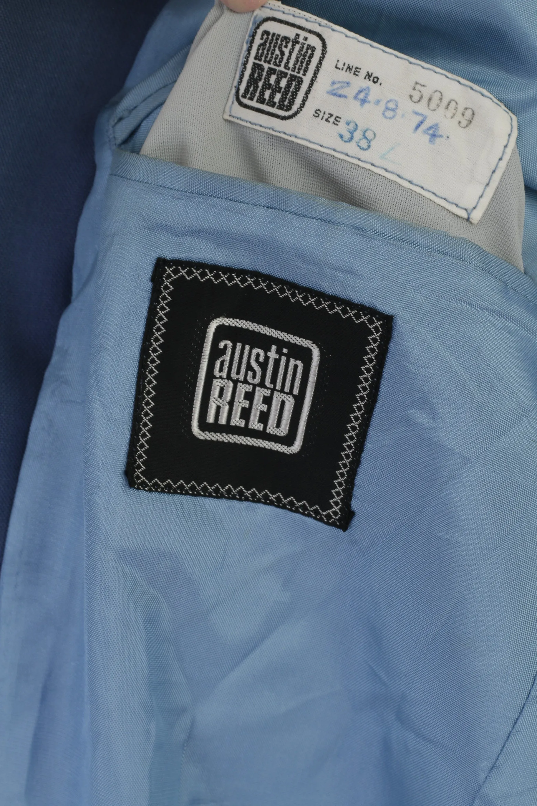 Austin Reed Men 38 Long Blazer Blue Wool Vintage 70s Made in Yugolavia Jacket