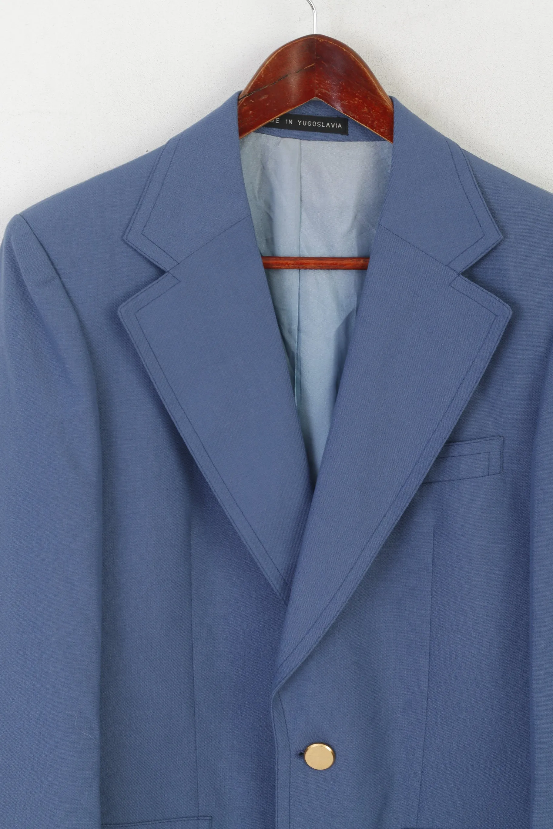 Austin Reed Men 38 Long Blazer Blue Wool Vintage 70s Made in Yugolavia Jacket