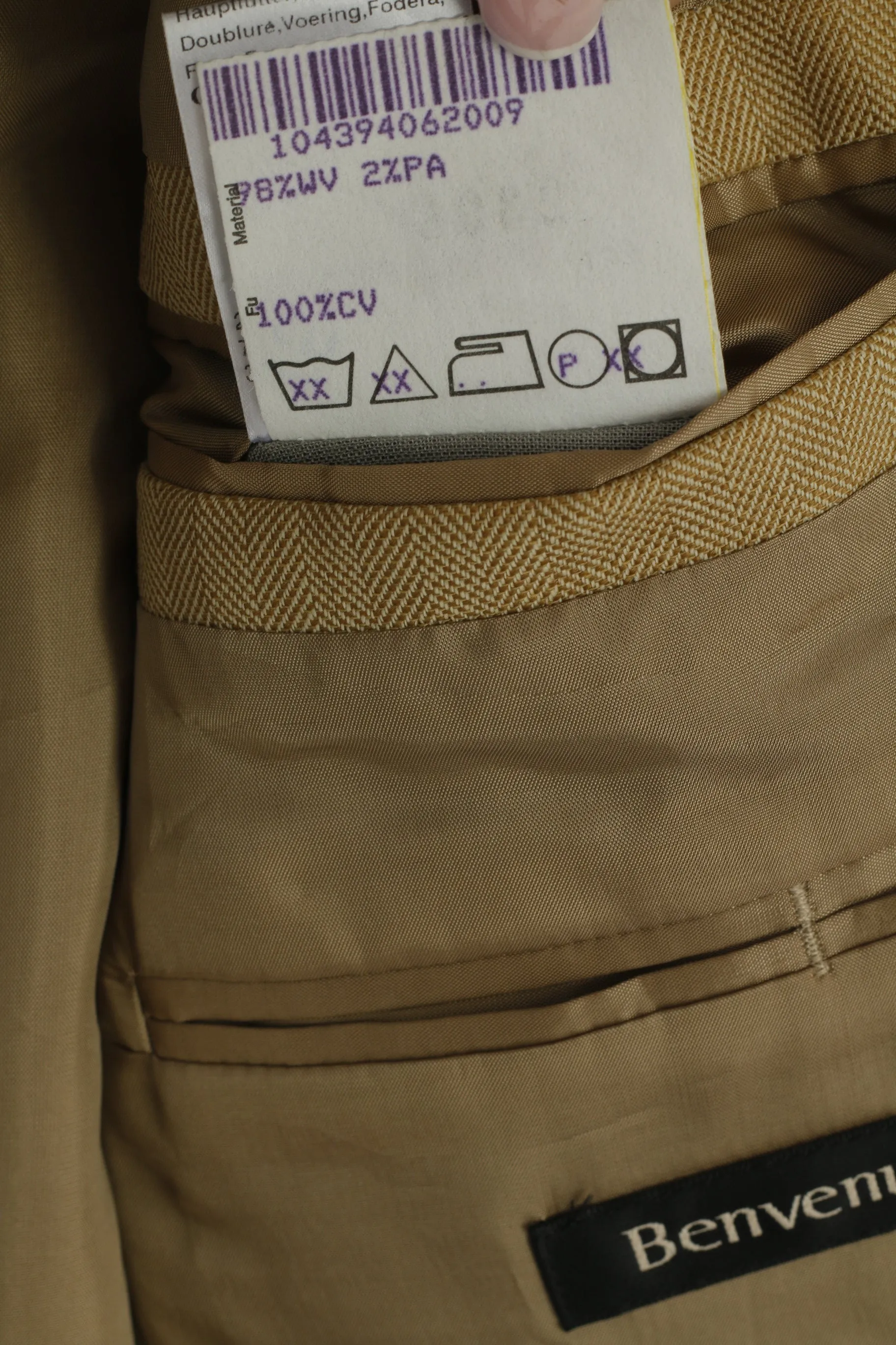 Benvenuto Men 25 40 Blazer Camel Wool Vintage Single Breasted Jacket