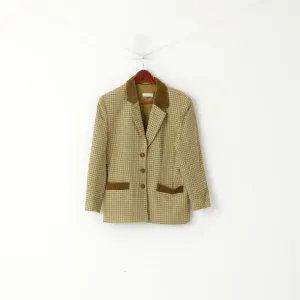 Bernadetta Alvini Women 38 Blazer Green Vintage Houndstooth Wool Mohair Jacket