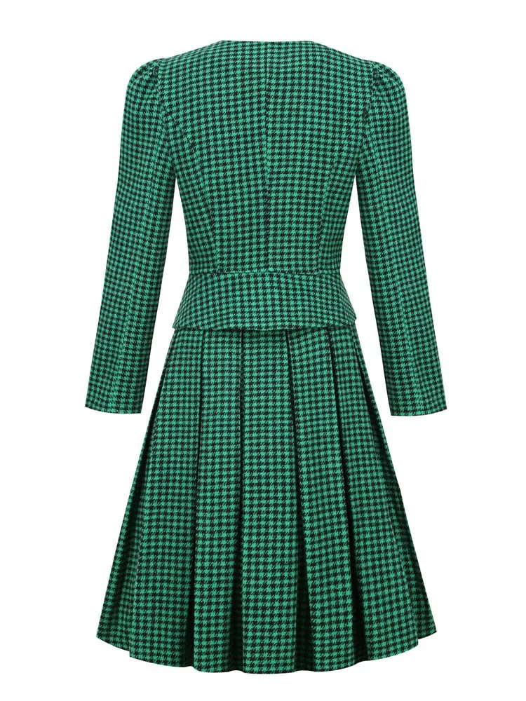 BerriesJam - 2024 Tonval Office Outfits Blazer Skirt Vintage Two Piece Dress Set