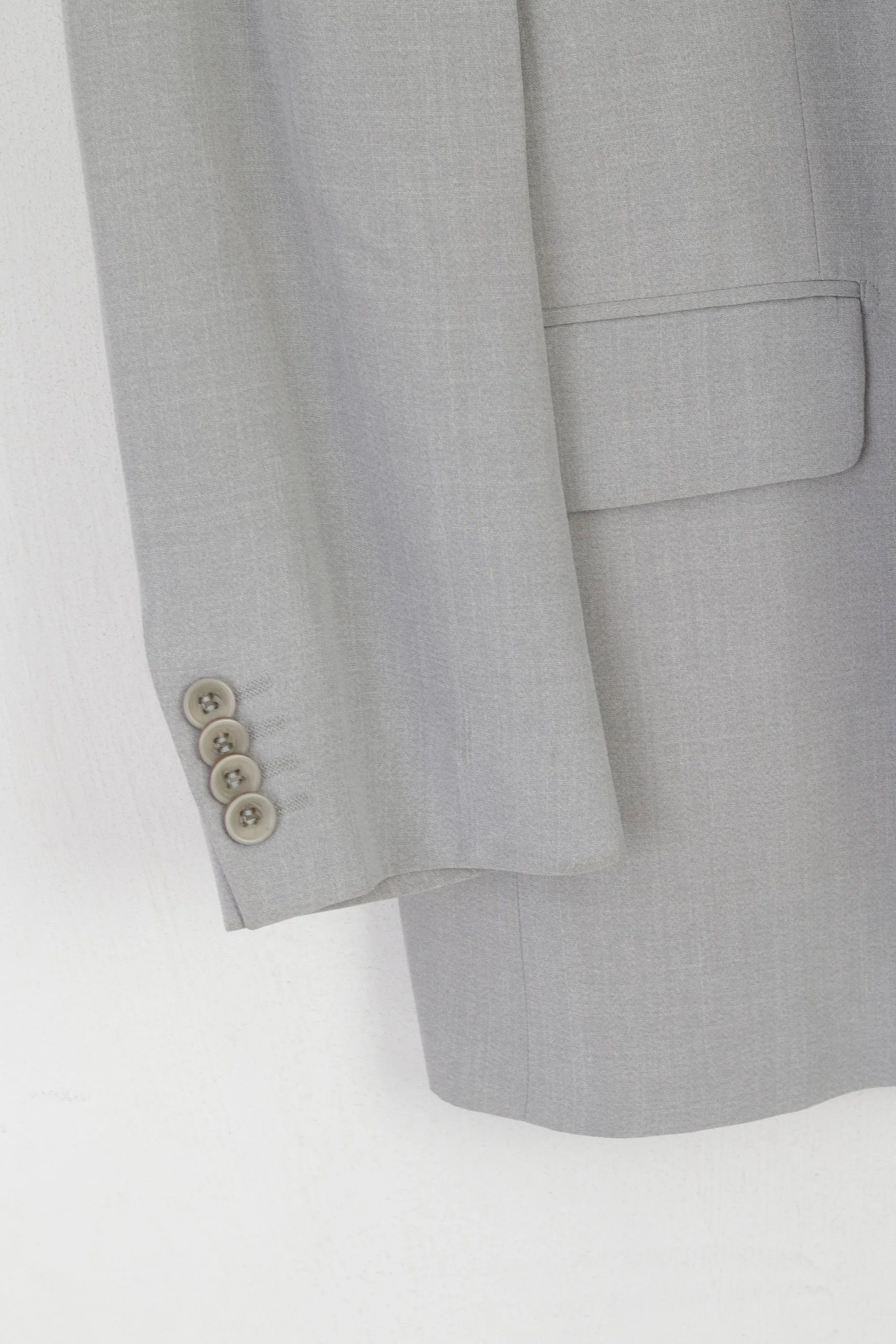 Berto Lucci Milano Men 48 38 Blazer Grey Vintage Shiny Single Breasted Shoulder Pads Jacket