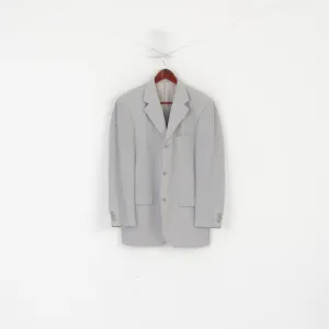 Berto Lucci Milano Men 48 38 Blazer Grey Vintage Shiny Single Breasted Shoulder Pads Jacket