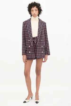 Black & Pink Tweed Skort Suit