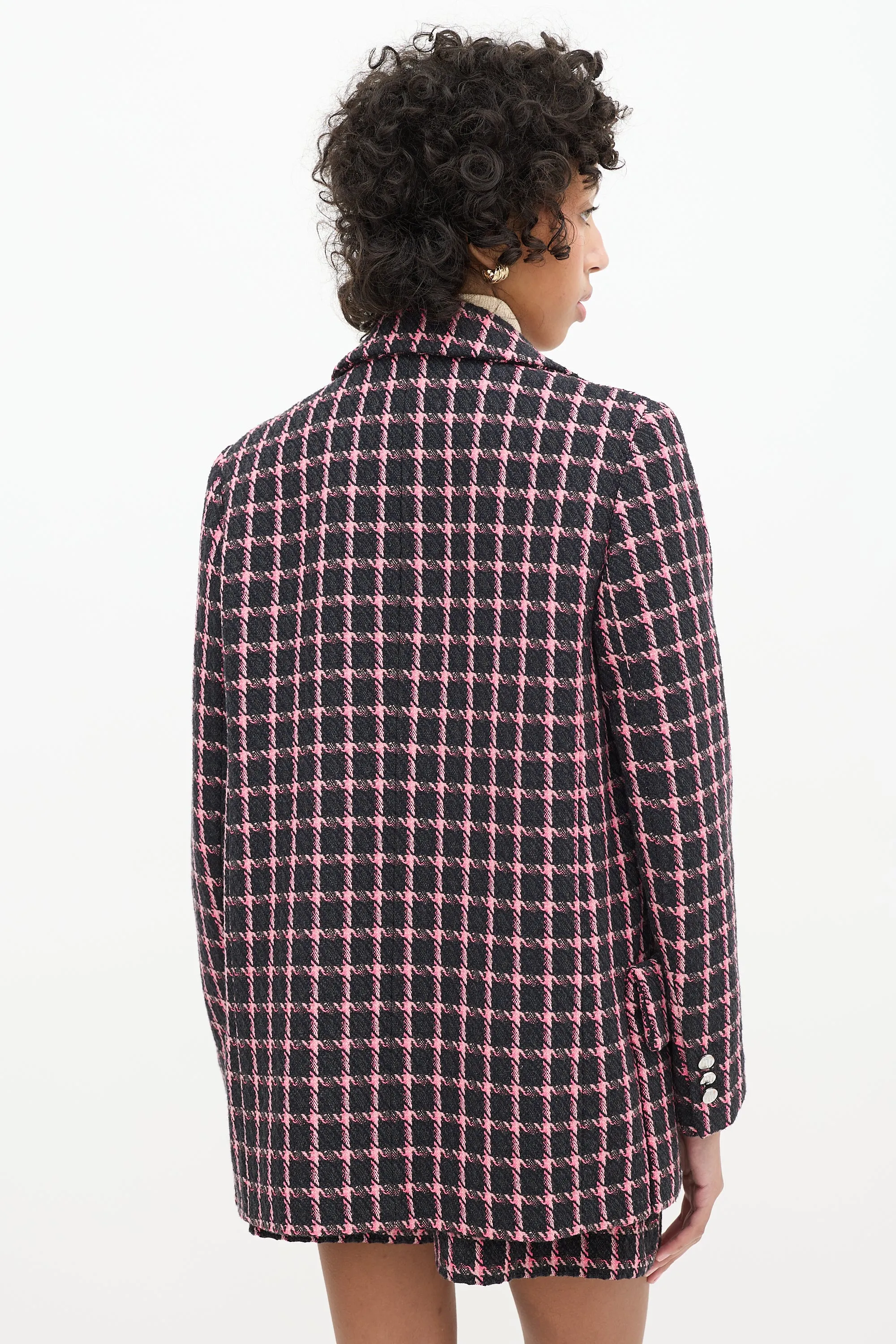 Black & Pink Tweed Skort Suit