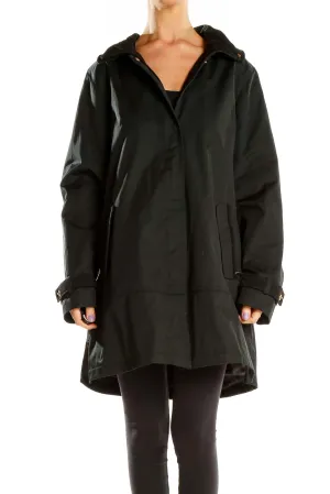 Black Hooded Trench Coat
