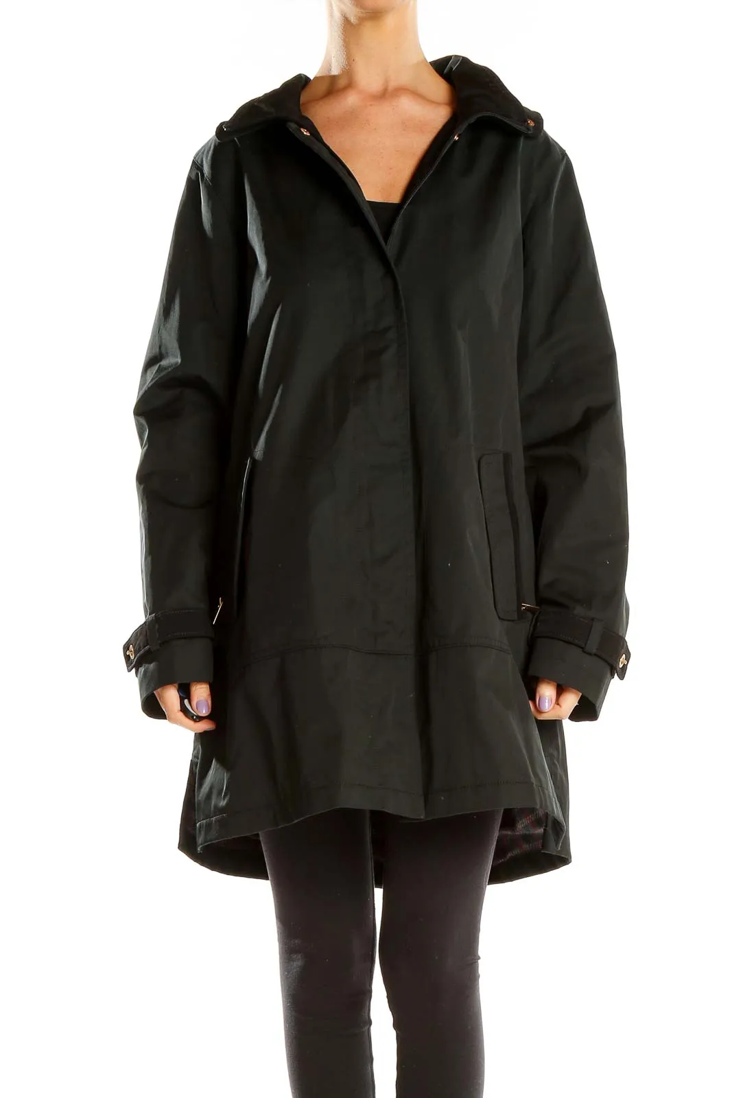 Black Hooded Trench Coat