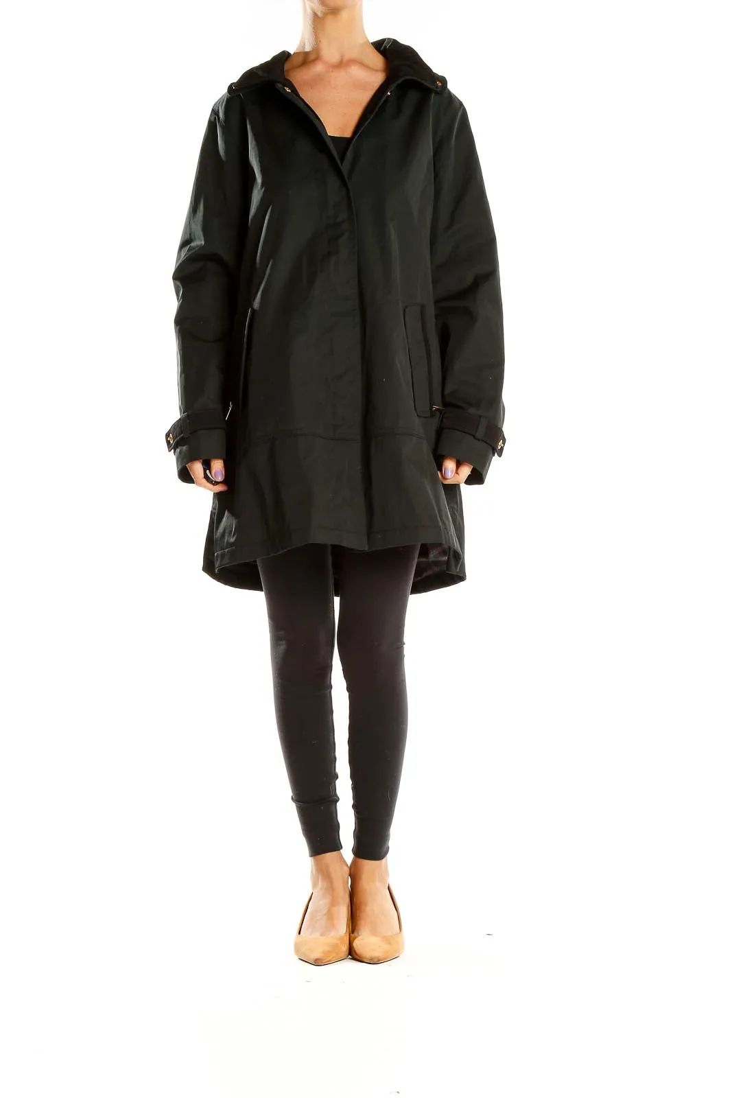 Black Hooded Trench Coat