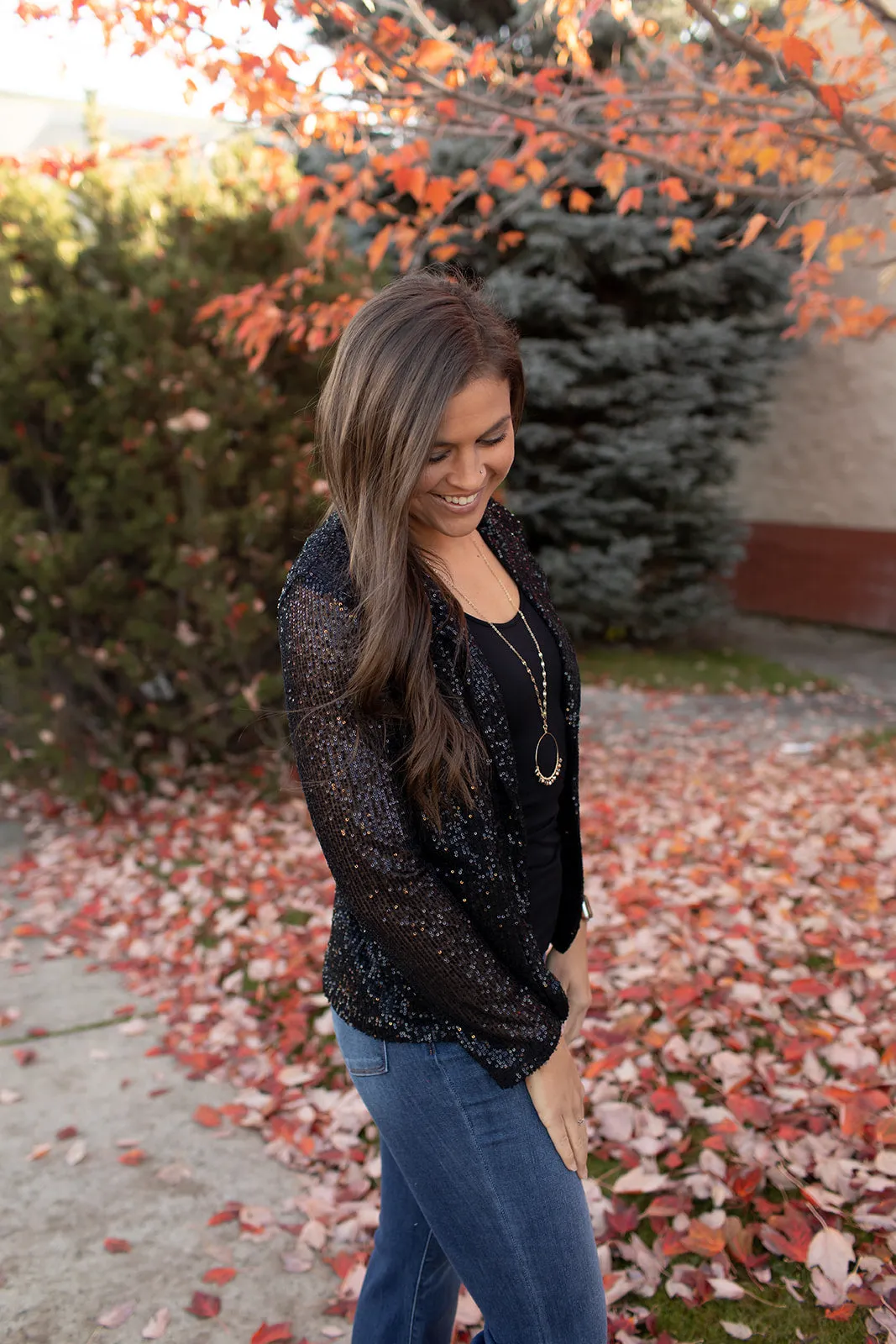 Black Sequin Stretch Blazer (SM-3X)