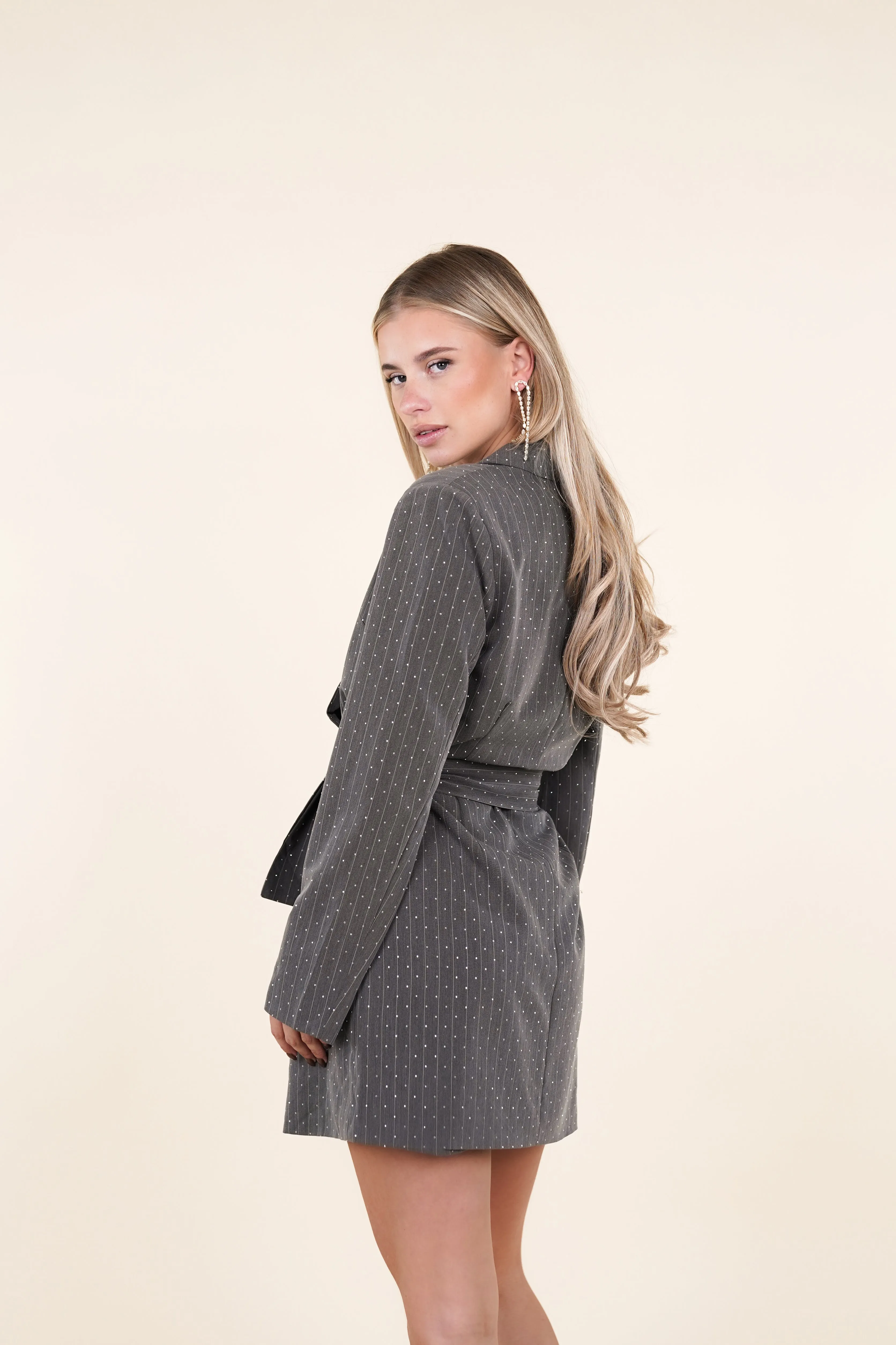 Blazer jurk strass grijs - Lucia