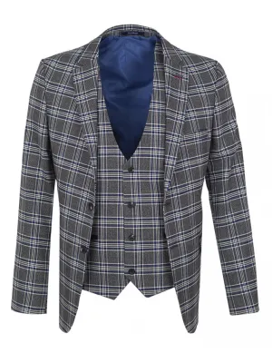 Blue Prince Of Wales Check Blazer & Waistcoat