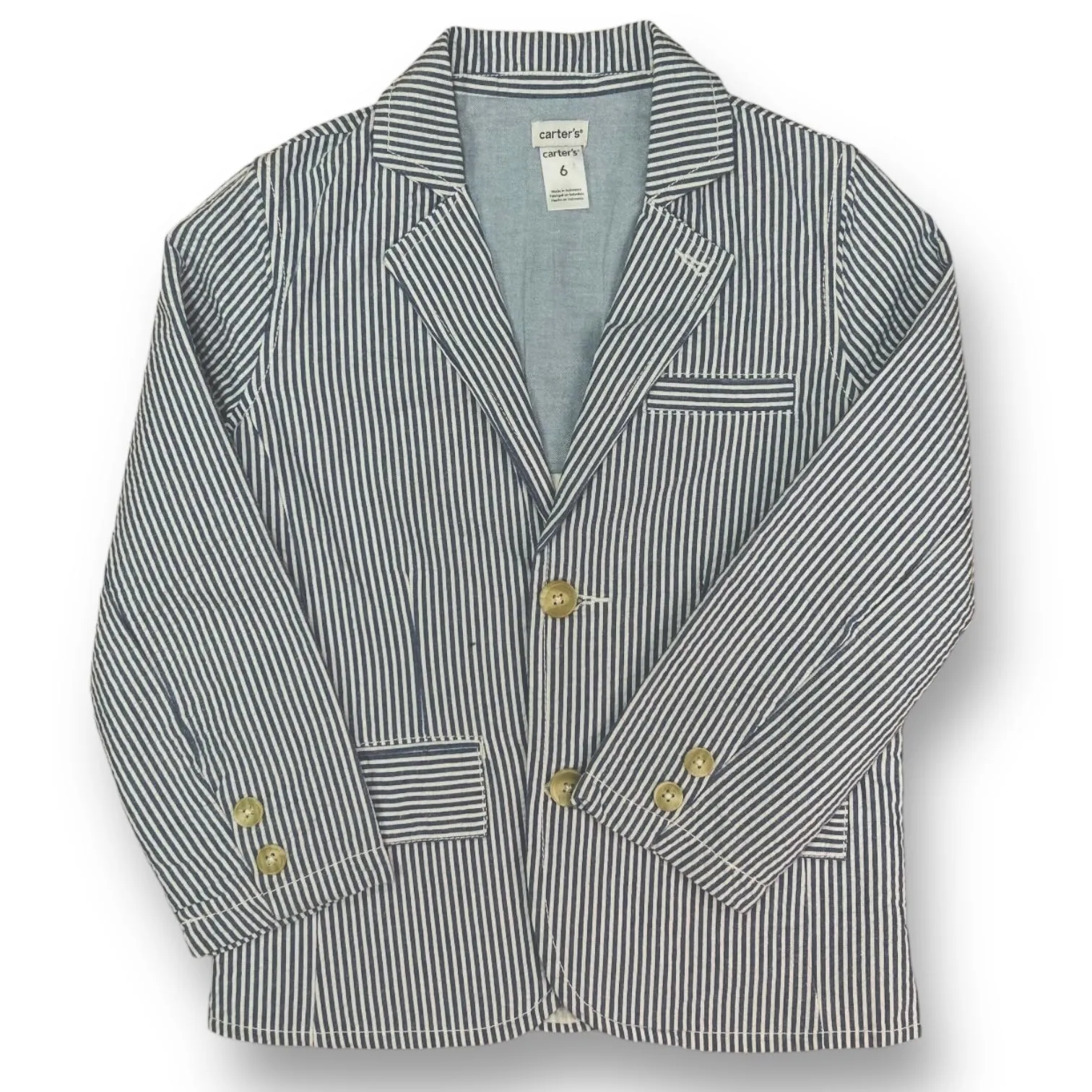 Boys Carter's Size 6 Blue & White Pinstripe Blazer