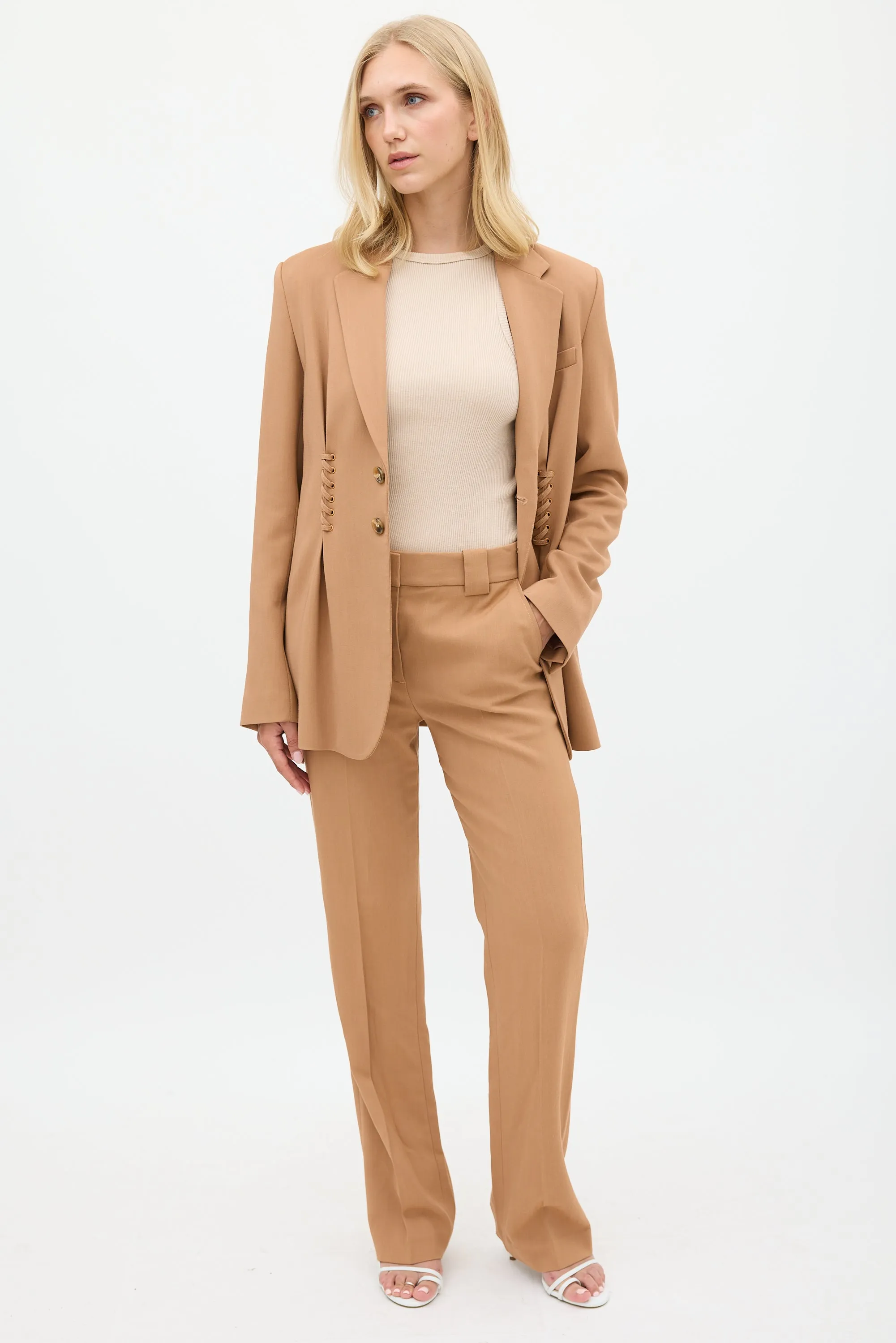 Brown Lace Up Suit