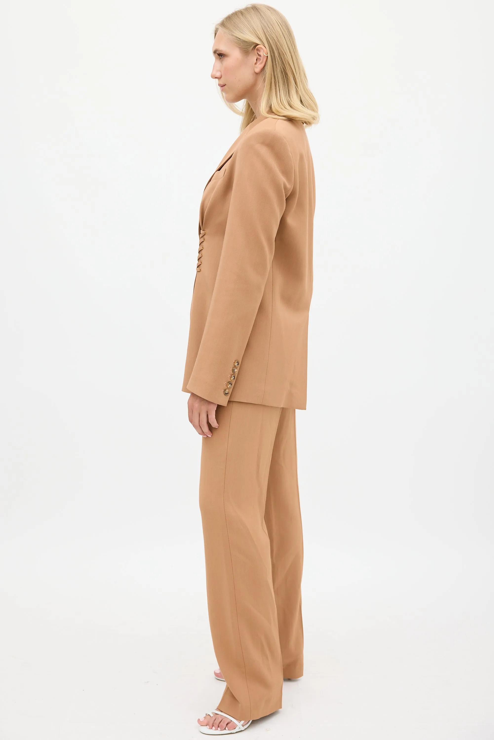 Brown Lace Up Suit