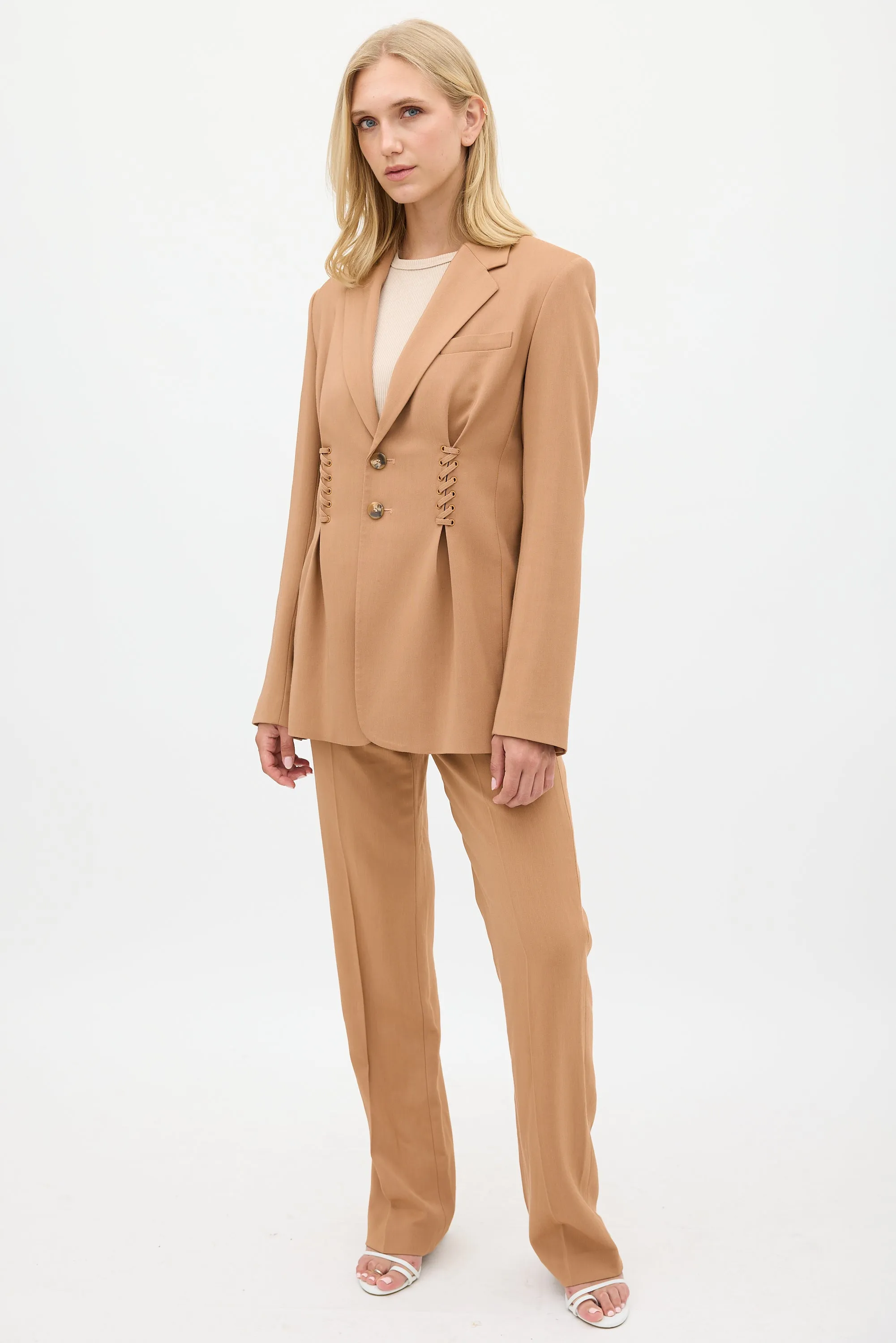 Brown Lace Up Suit