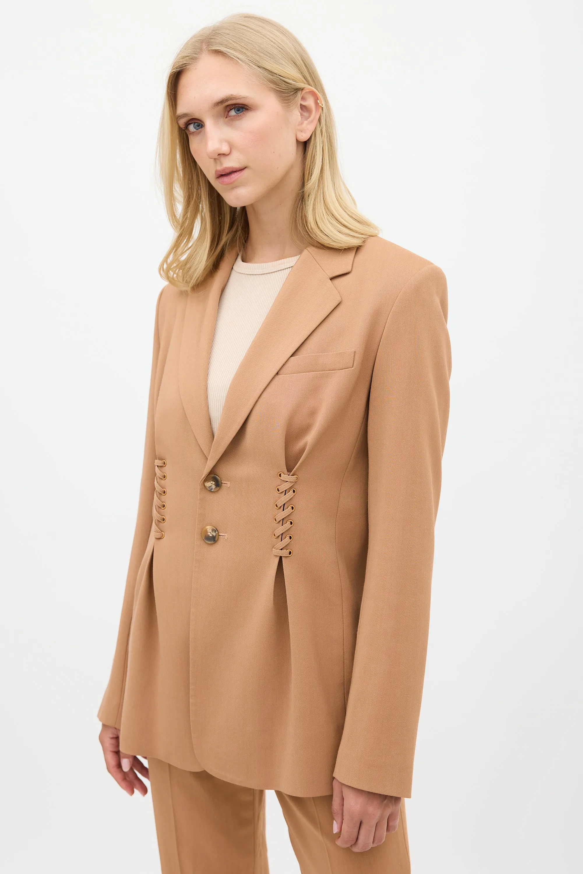 Brown Lace Up Suit