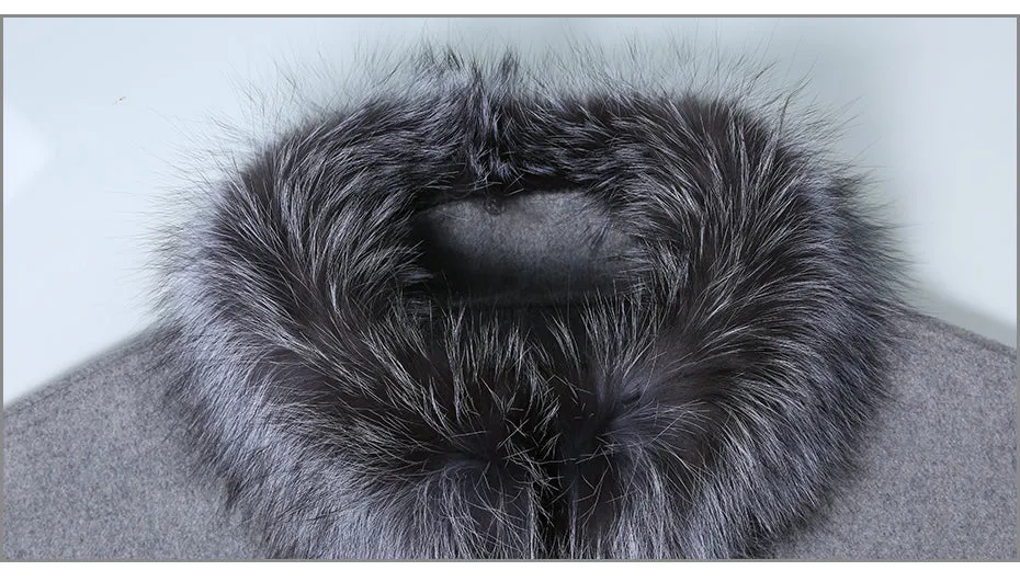Cashmere With Natural Real Fox Fur Coat