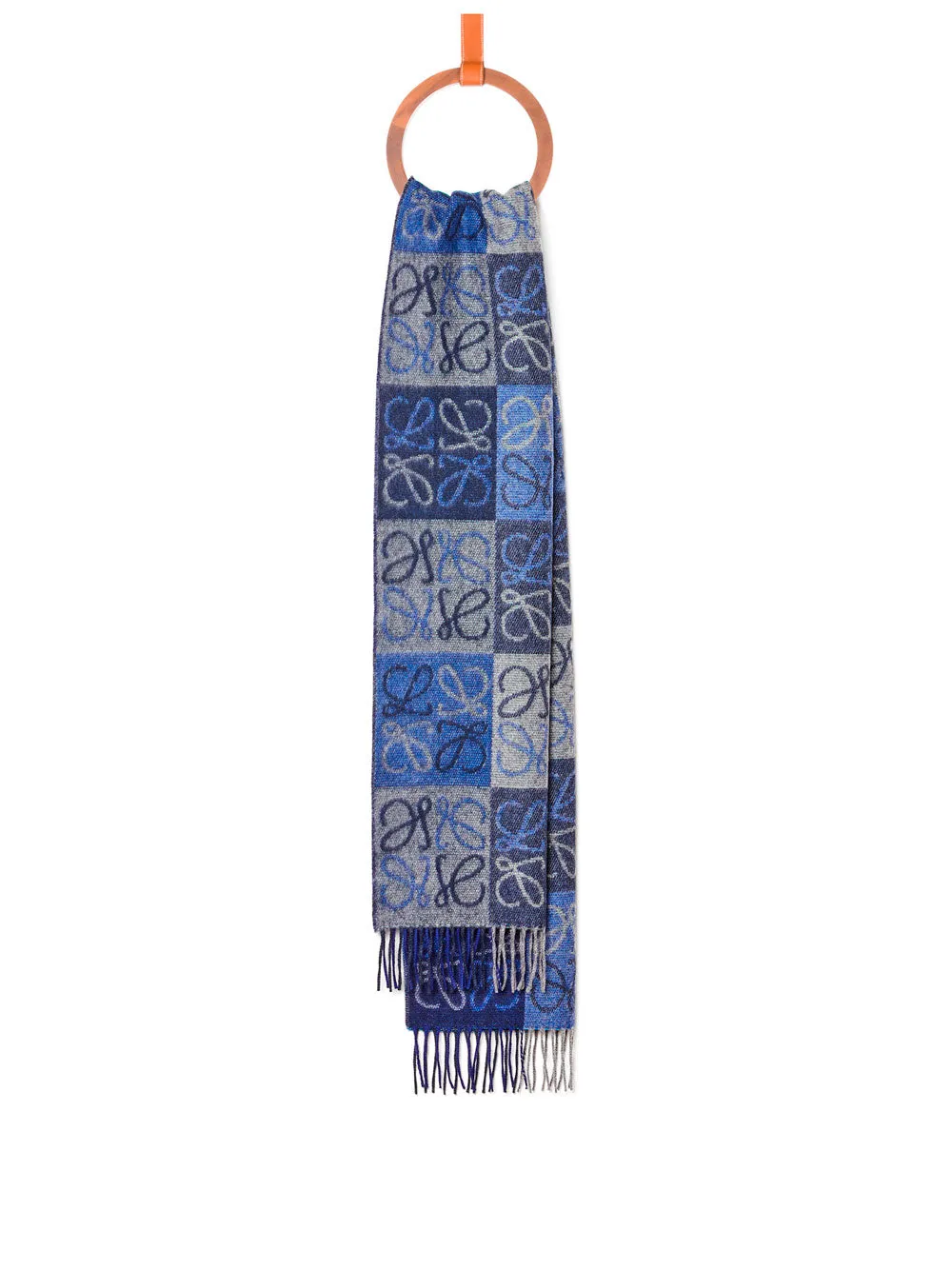 Cherckerboard scarf in wool and cashmere