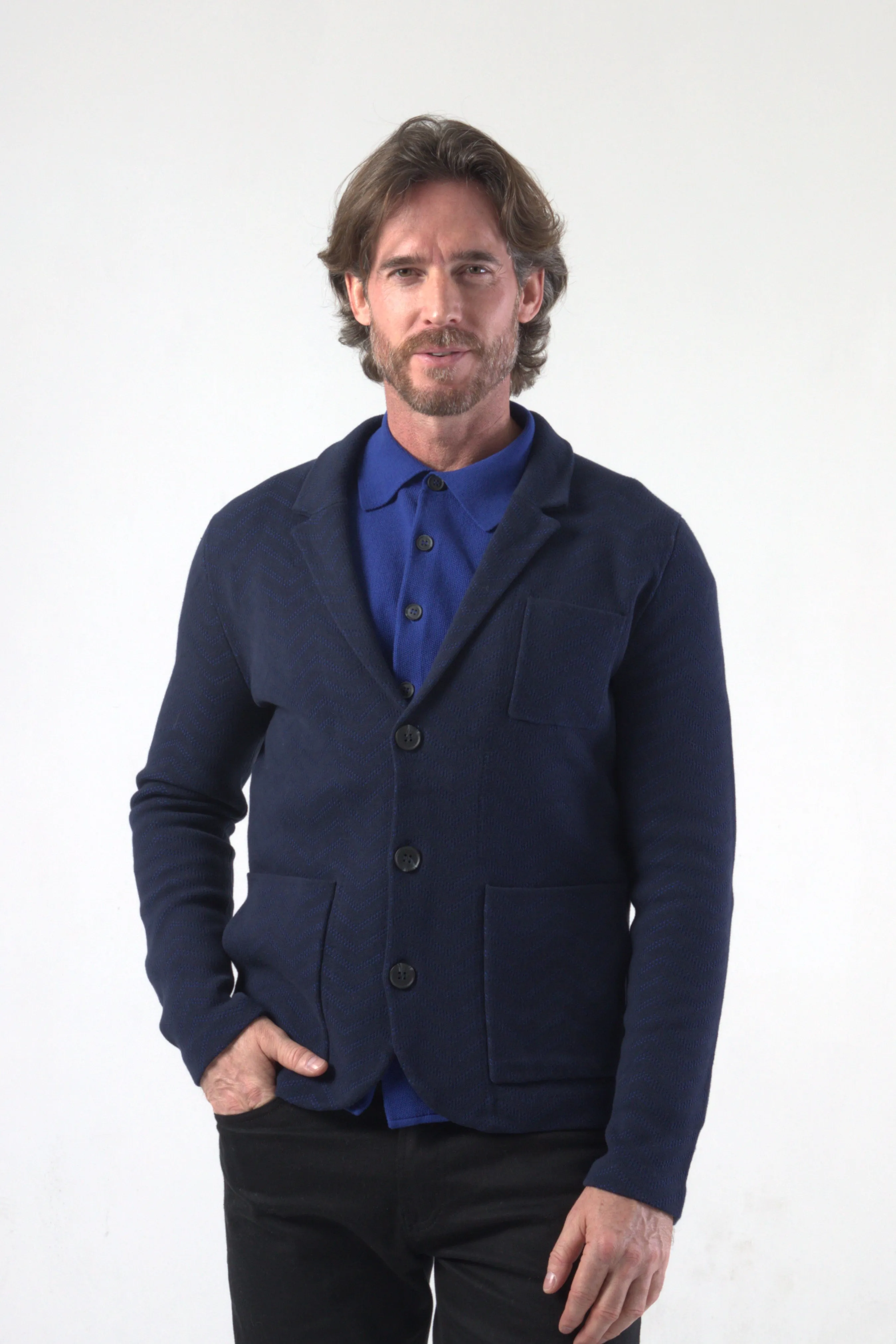 Chevron Jacquard Knit Blazer