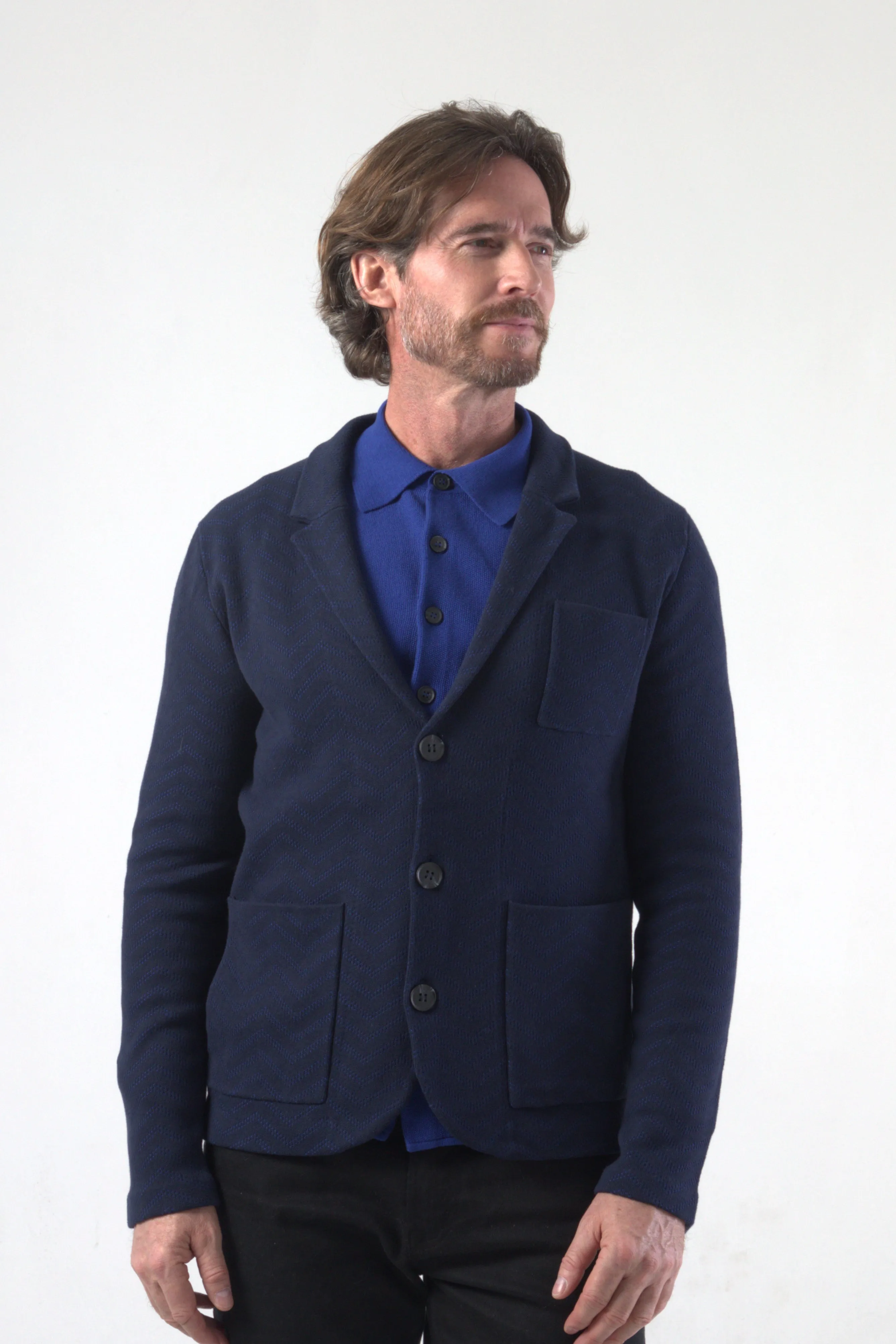 Chevron Jacquard Knit Blazer