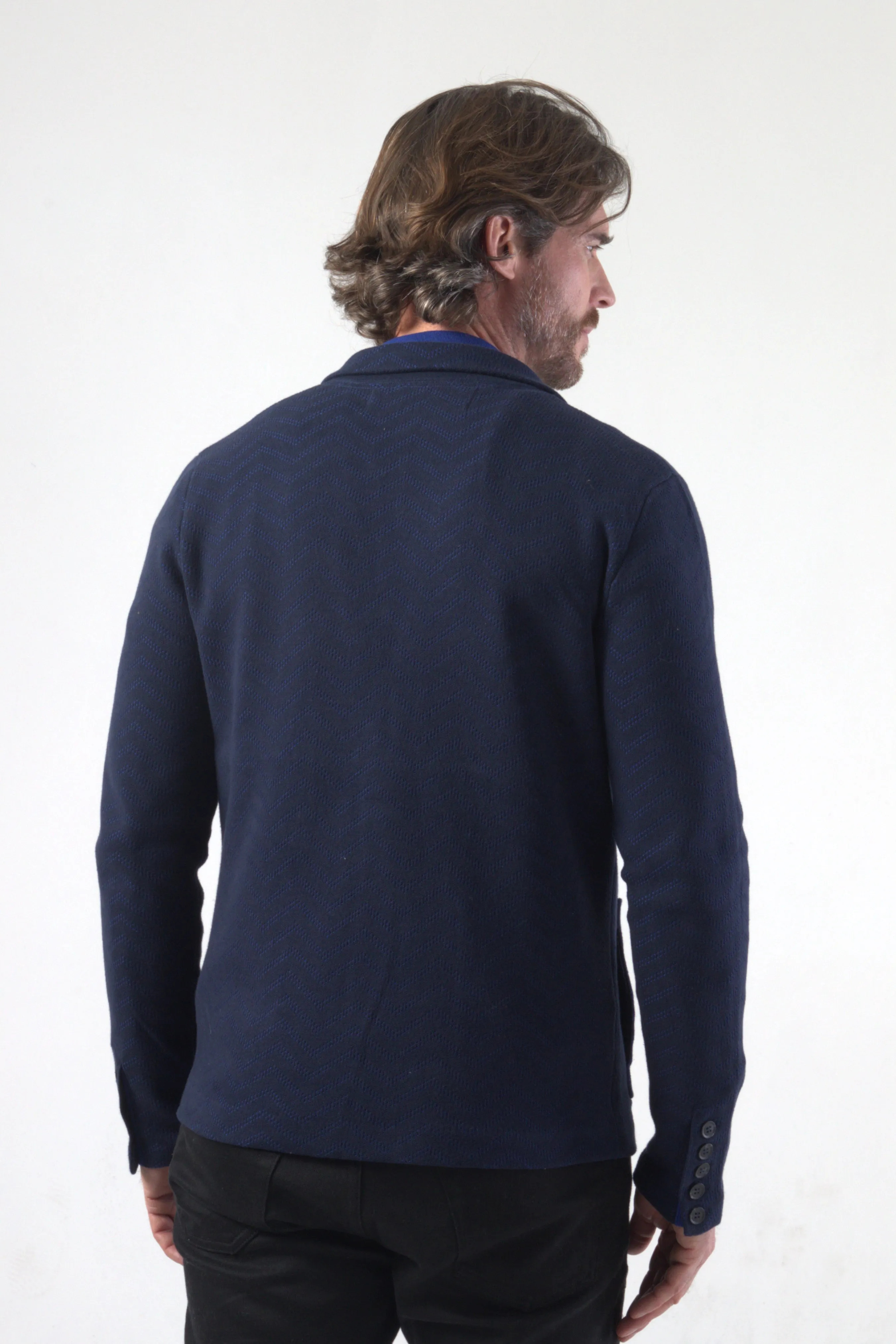 Chevron Jacquard Knit Blazer