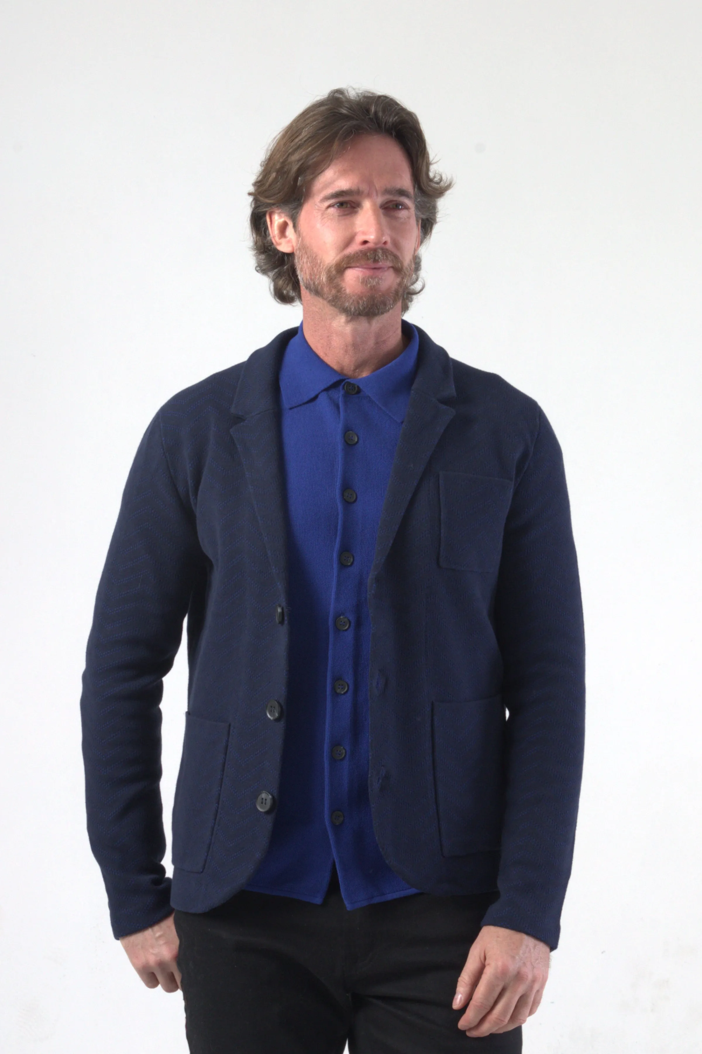 Chevron Jacquard Knit Blazer