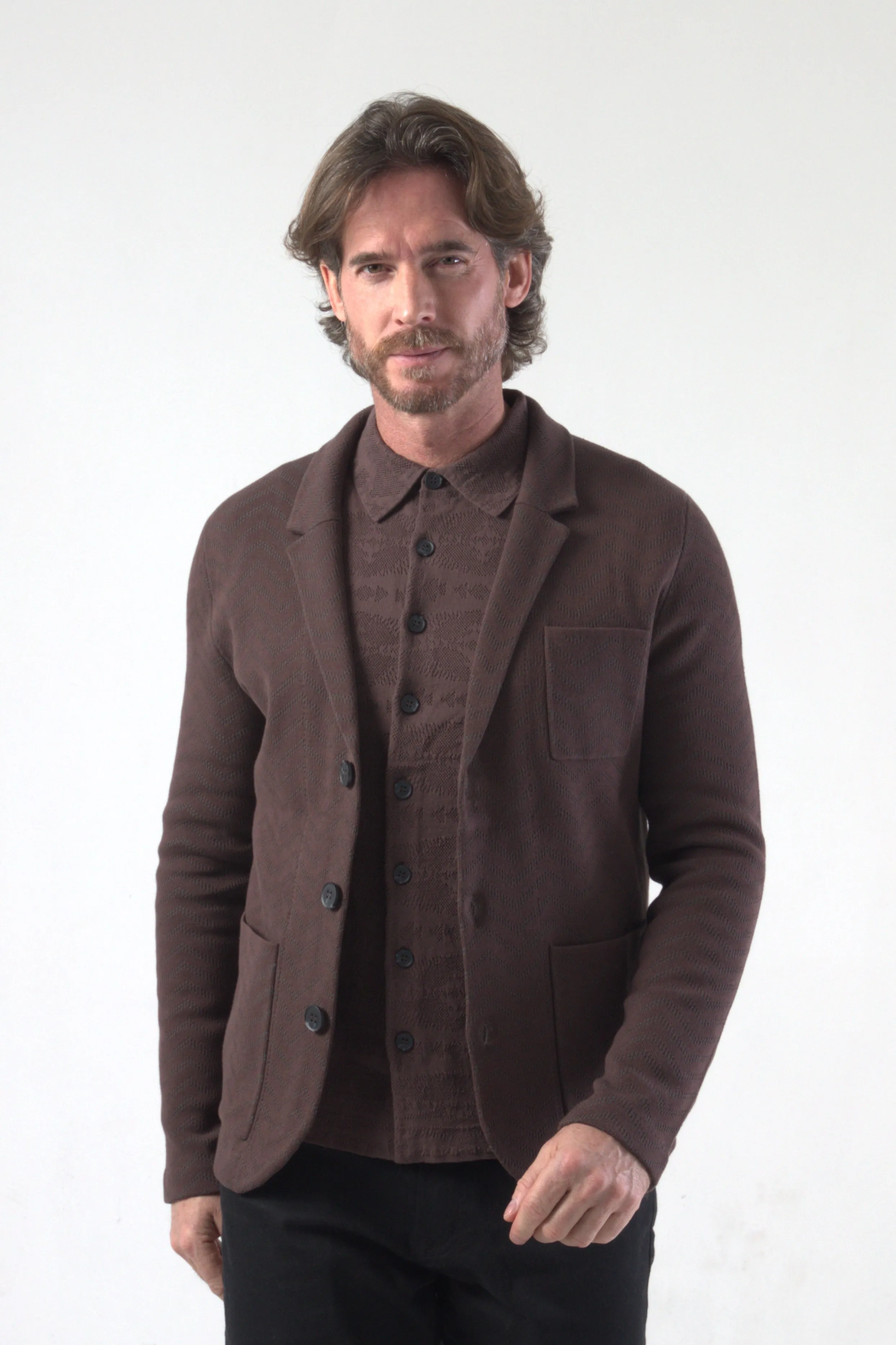 Chevron Jacquard Knit Blazer