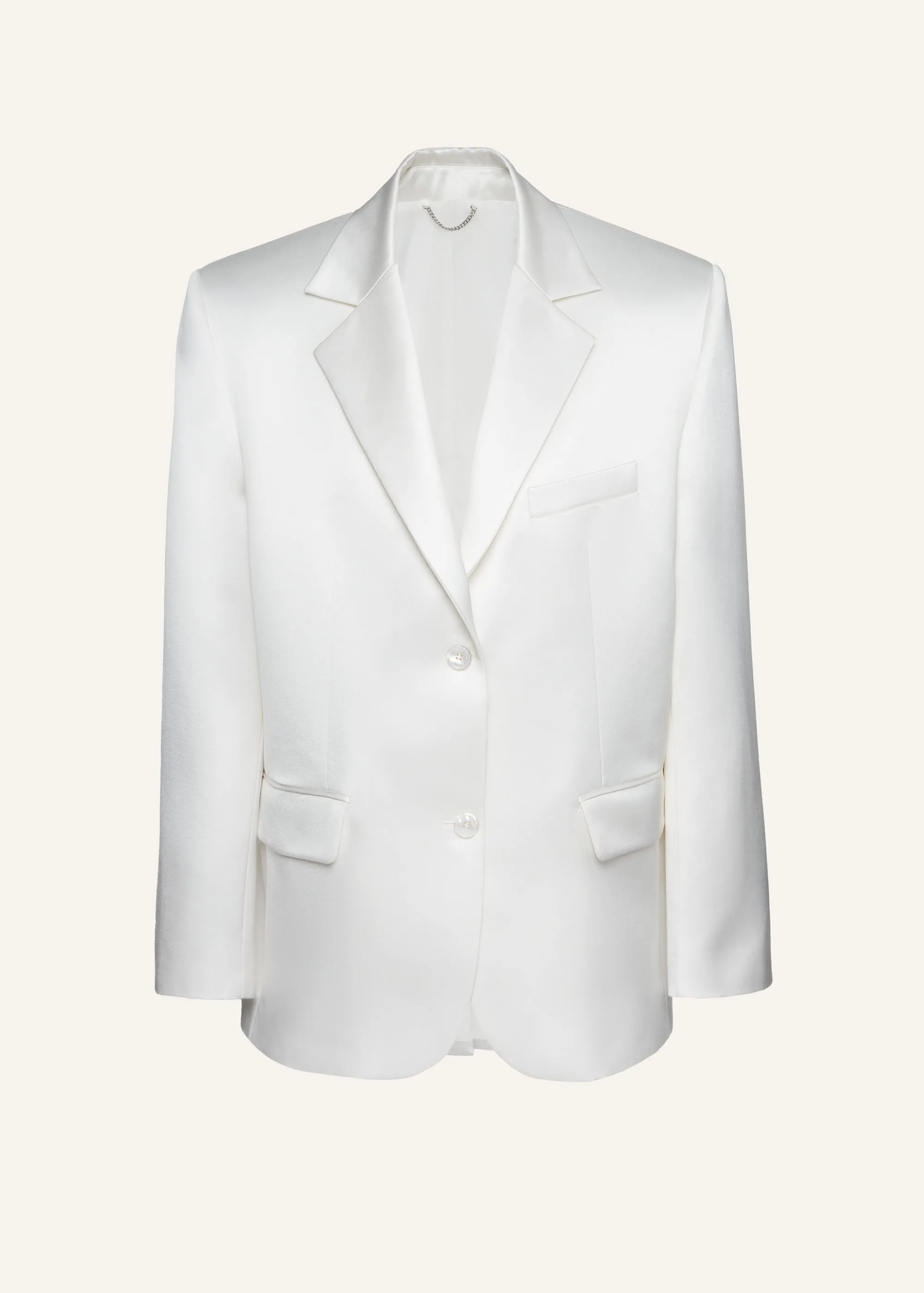 Classic oversized satin blazer in cream