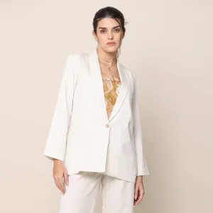 Cotton Tencel Blazer | Ecru