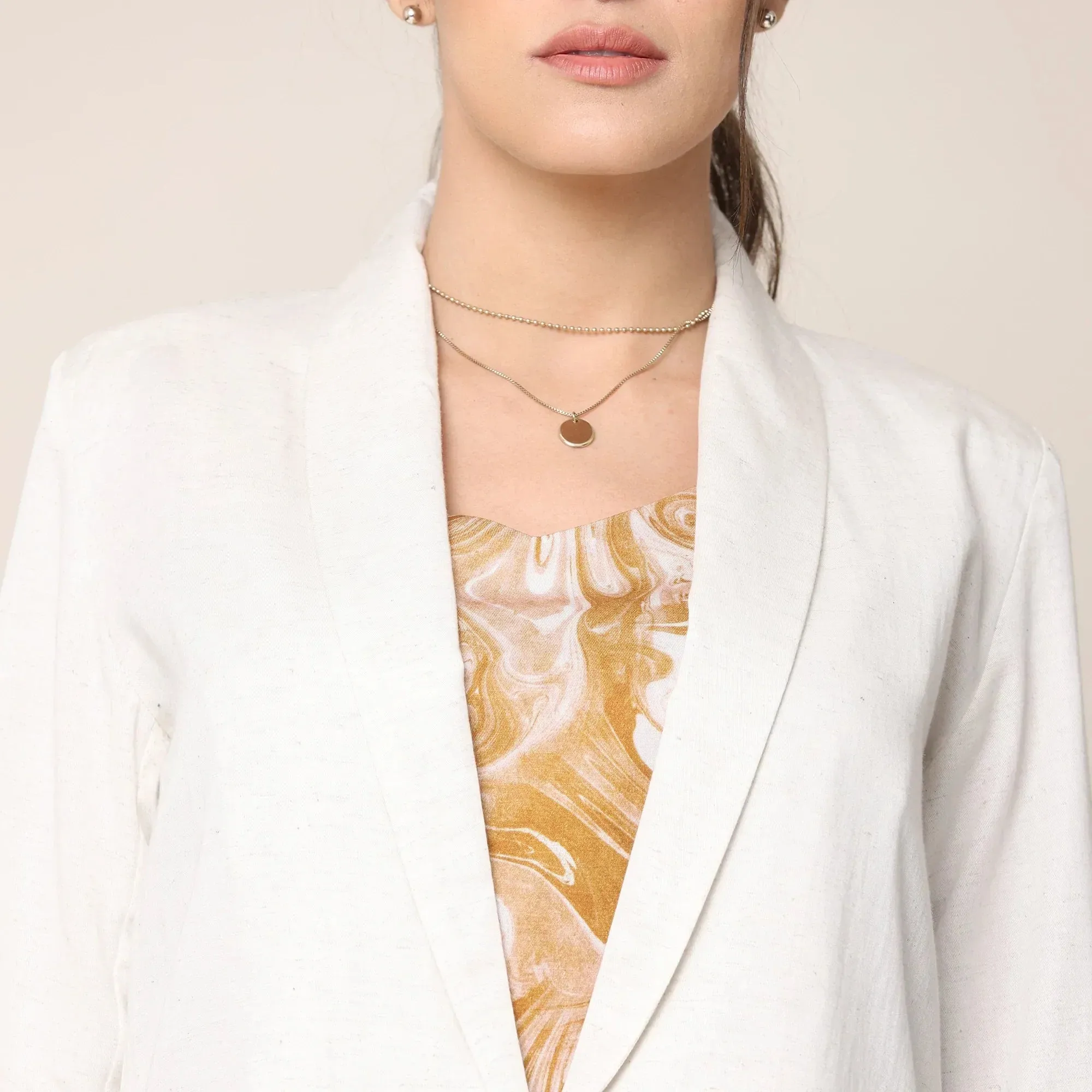Cotton Tencel Blazer | Ecru