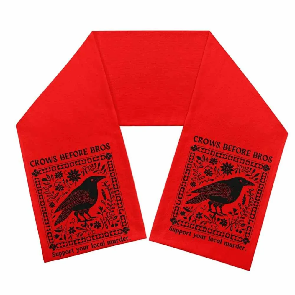 Crows Before Bros Red Warm Chunky Knitted Scarf