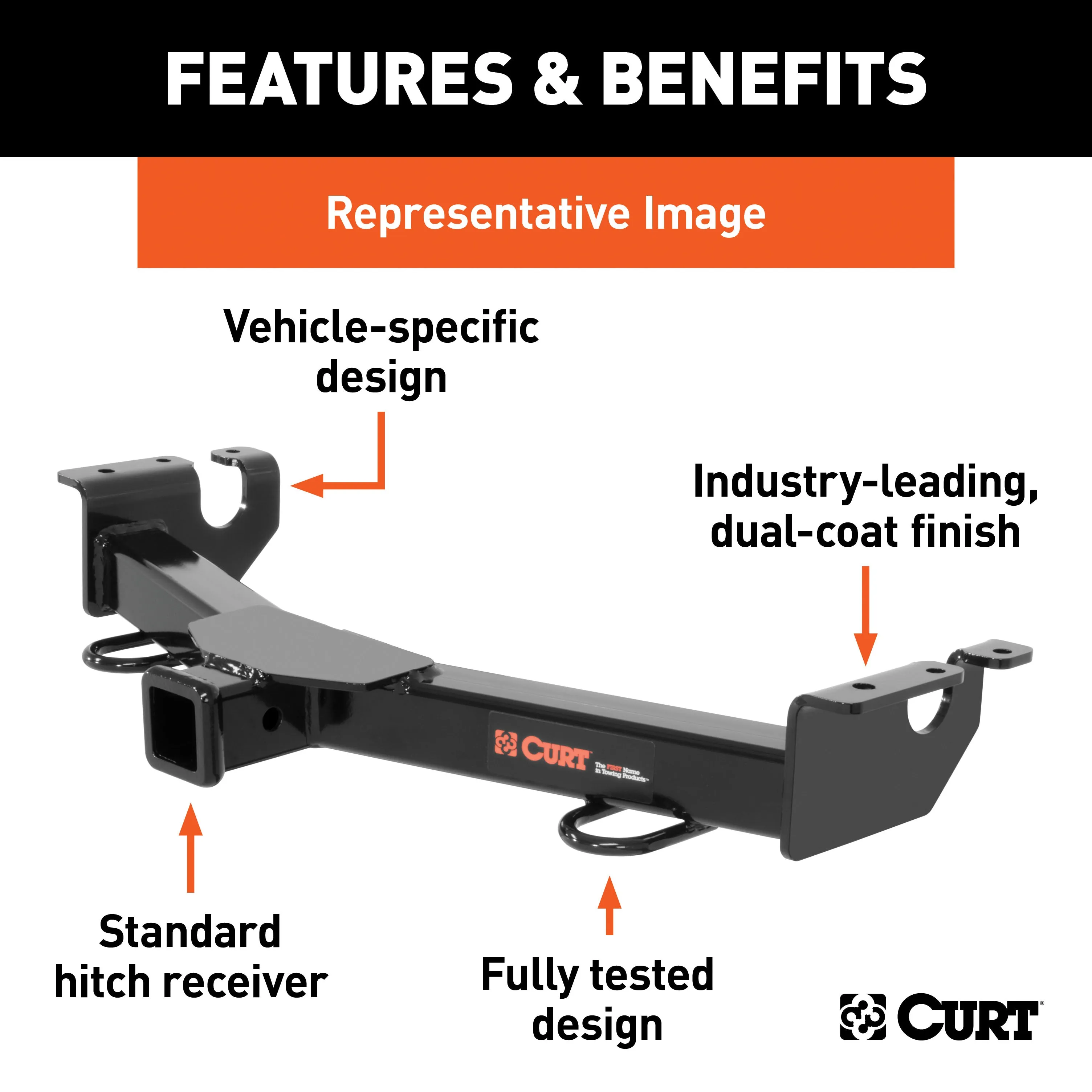 CURT 31021 2in. Front Receiver Hitch; Select Chevrolet Blazer; S10; GMC Jimmy; Sonoma