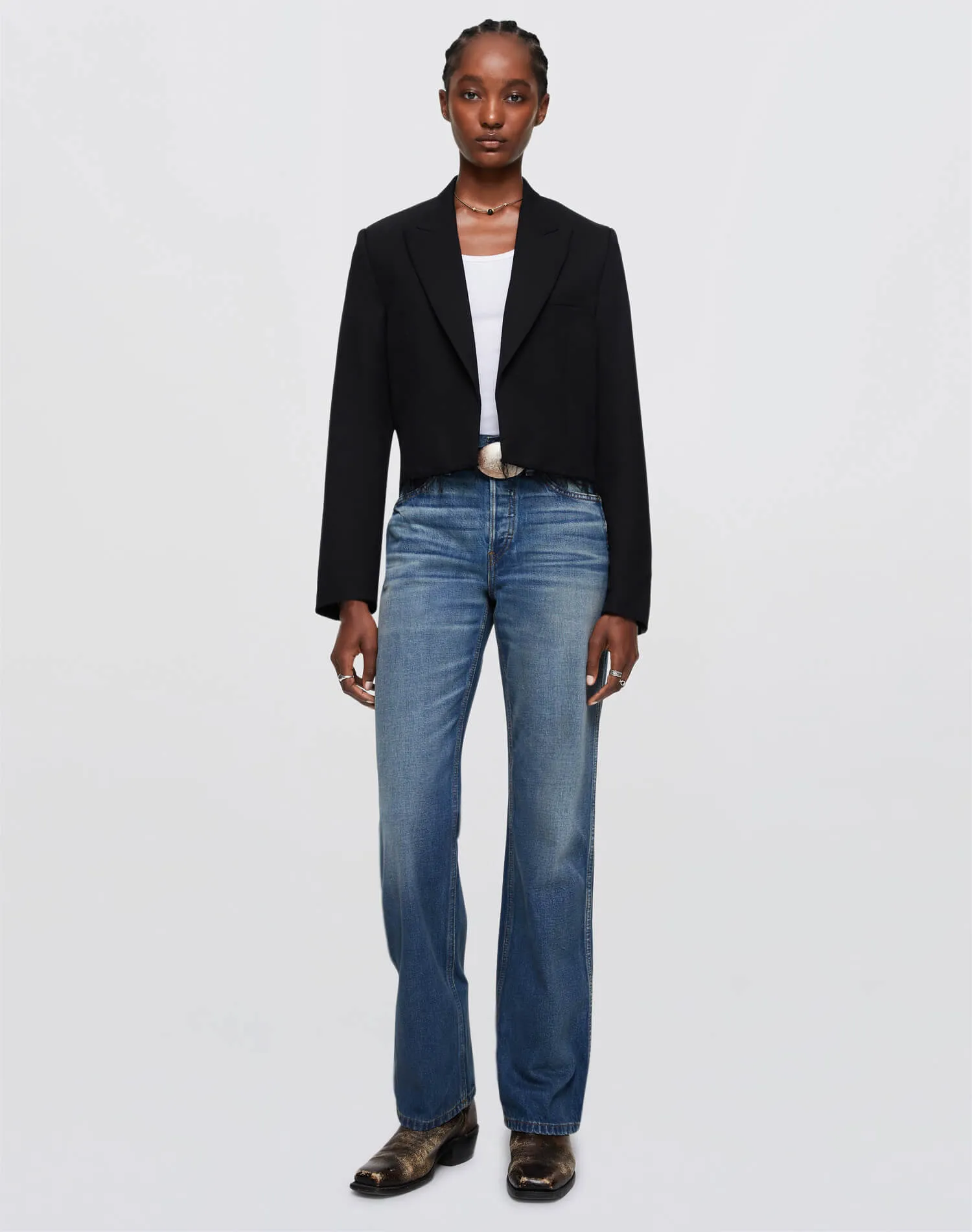 Cutoff Boyfriend Blazer - Black